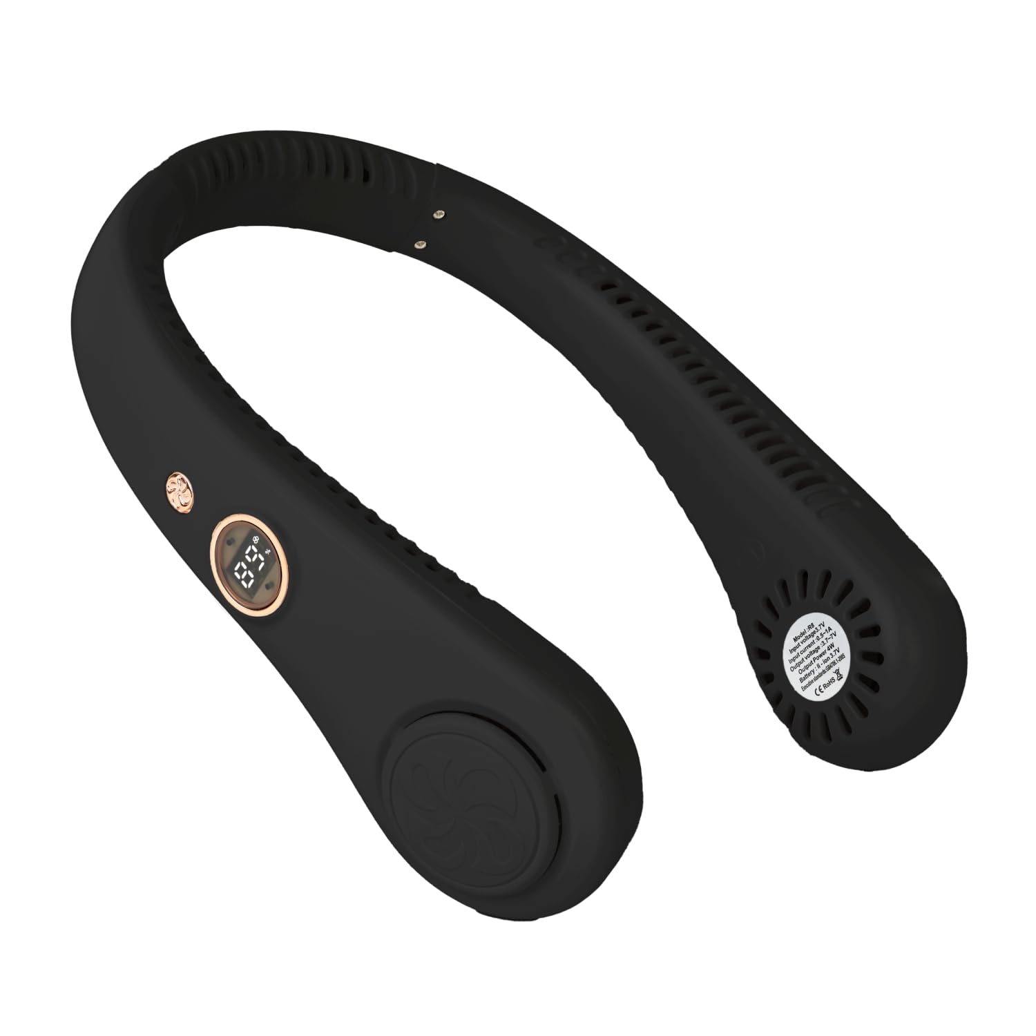 Chargeworx Neck Fan with 5 Adjustable Modes, 4000 mAh Battery, USB Rechargeable, Bladeless Fan Design, Super Quiet Fan with 360° Coverage, Great for Summer, Outdoors (Black)
