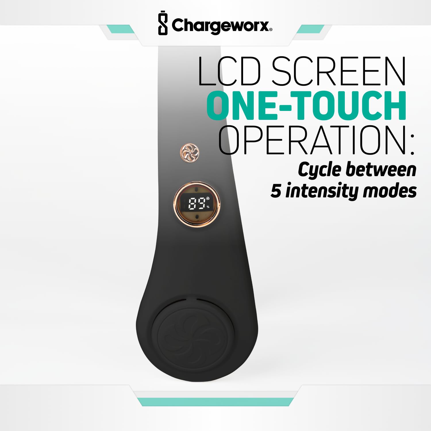 Chargeworx Neck Fan with 5 Adjustable Modes, 4000 mAh Battery, USB Rechargeable, Bladeless Fan Design, Super Quiet Fan with 360° Coverage, Great for Summer, Outdoors (Black)