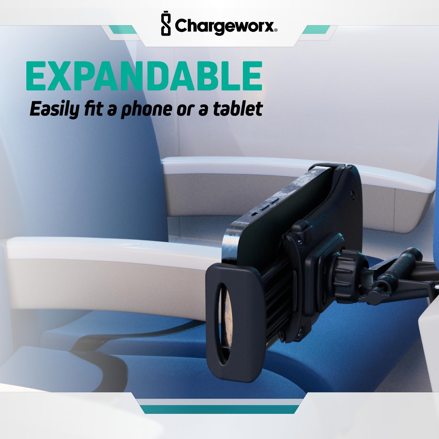 Airplane Tablet Holder Mount, Secure Clamp, 360° Rotation, Secure Clamp with Multi-Directional Viewing Angles | Compatible with iPad, iPhone, Windows Tablets, Kindle & More