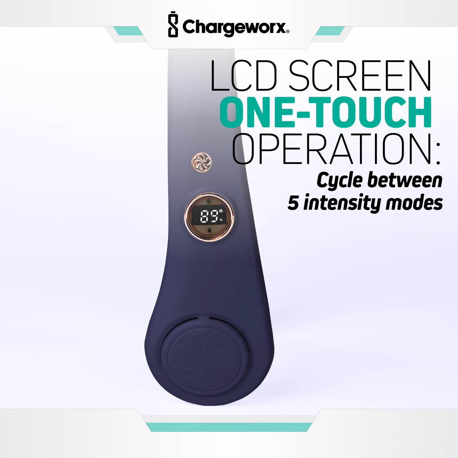 Chargeworx Neck Fan with 5 Adjustable Modes, 4000 mAh Battery, USB Rechargeable, Bladeless Fan Design, Super Quiet Fan with 360° Coverage, Great for Summer, Outdoors (Black)