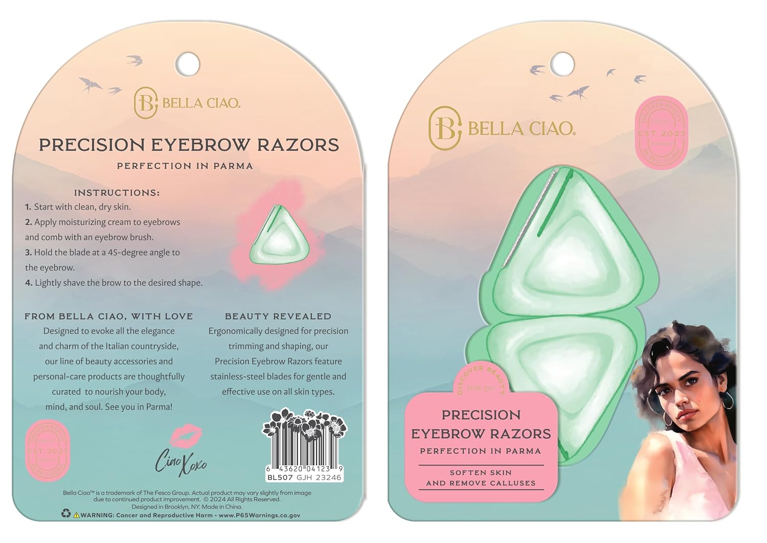 Precision Eyebrow Razors for Women, Gentle Stainless-Steel Facial Razors Perfection in Parma, Eyebrow, Face & Peach Fuzz Shaping, Smooth Skin & Defined Brows – Soft Mint Green