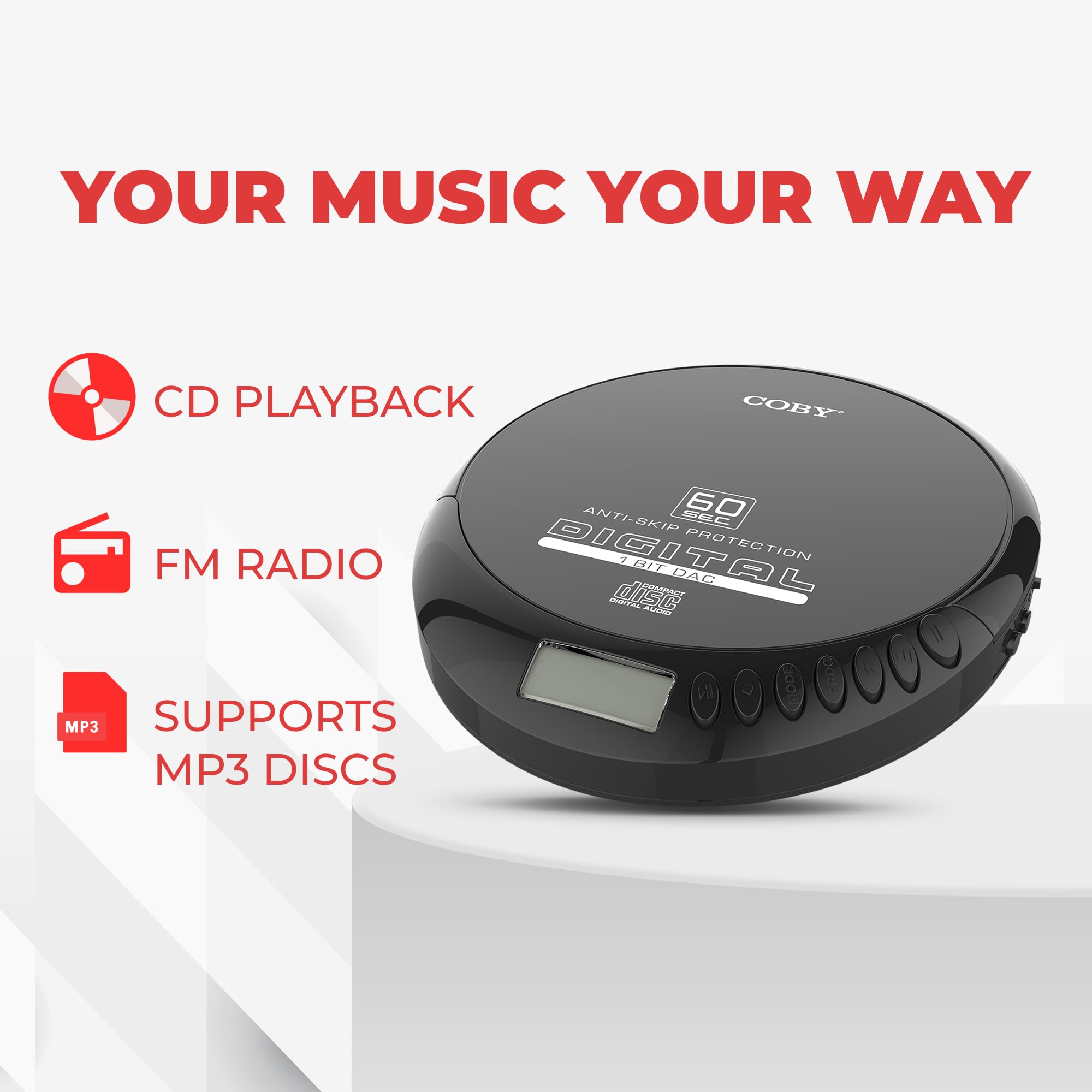 Coby CD Player Portable CD Player with Bluetooth & Wireless Earbuds