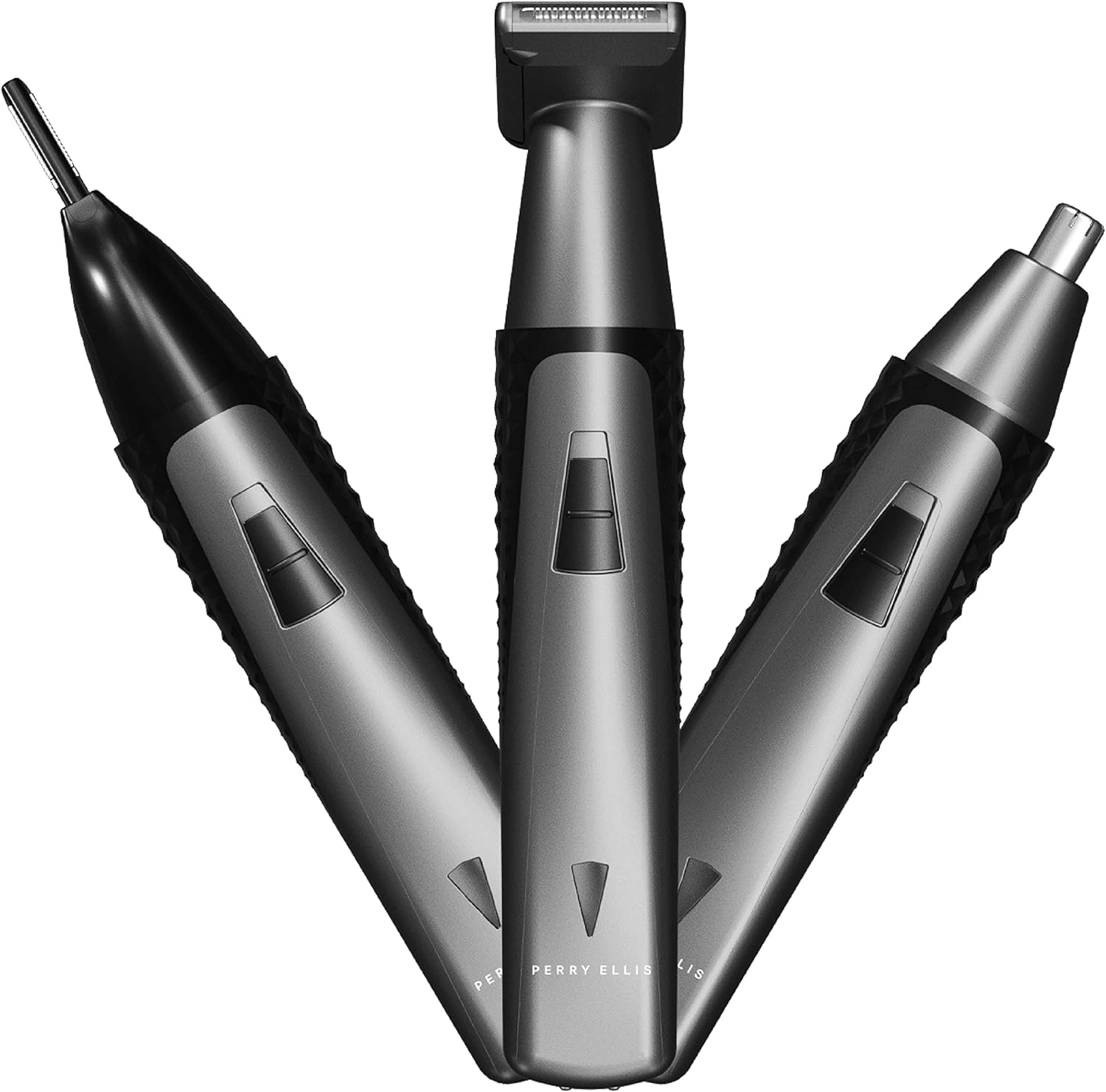 Perry Ellis Rechargeable Ear and Nose Hair Trimmer for Men, 3 Detachable Heads for Sideburn, Eyebrow, Nose, Ear, Beard Trimmer for Men
