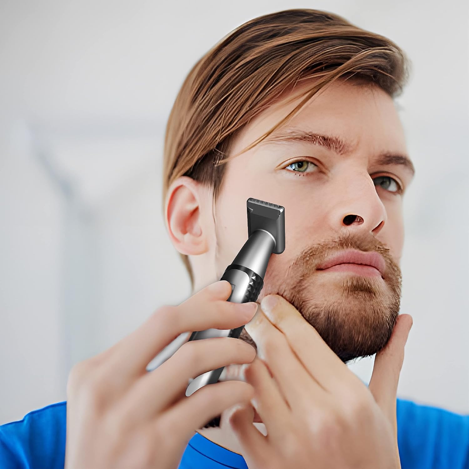 Perry Ellis Rechargeable Ear and Nose Hair Trimmer for Men, 3 Detachable Heads for Sideburn, Eyebrow, Nose, Ear, Beard Trimmer for Men