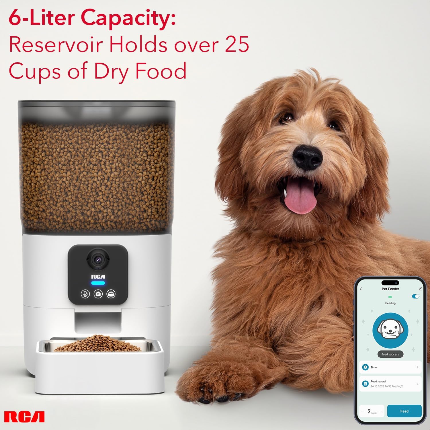 RCA Cat & Dog Pet Feeder with HD 1080p Camera