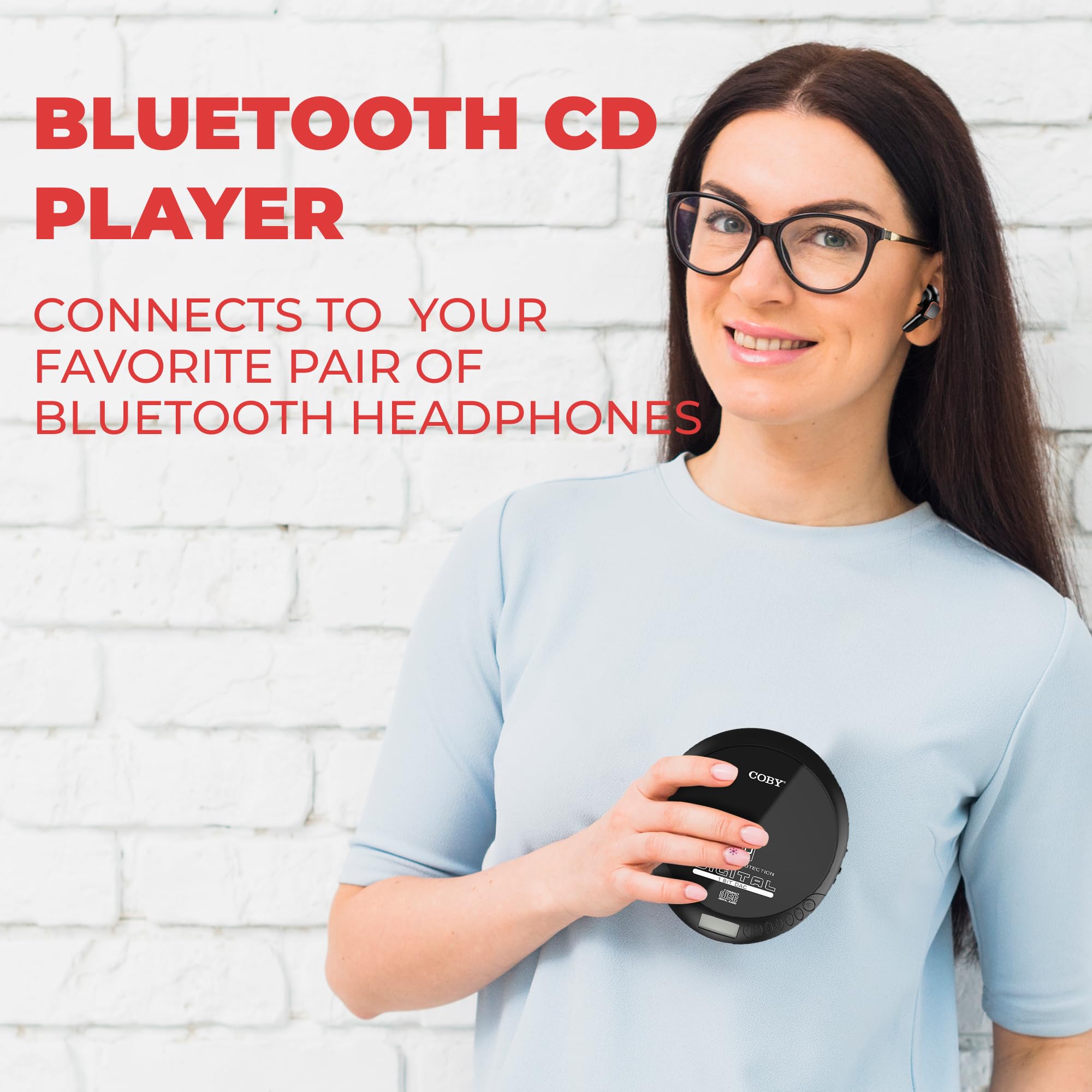 Coby CD Player Portable CD Player with Bluetooth & Wireless Earbuds