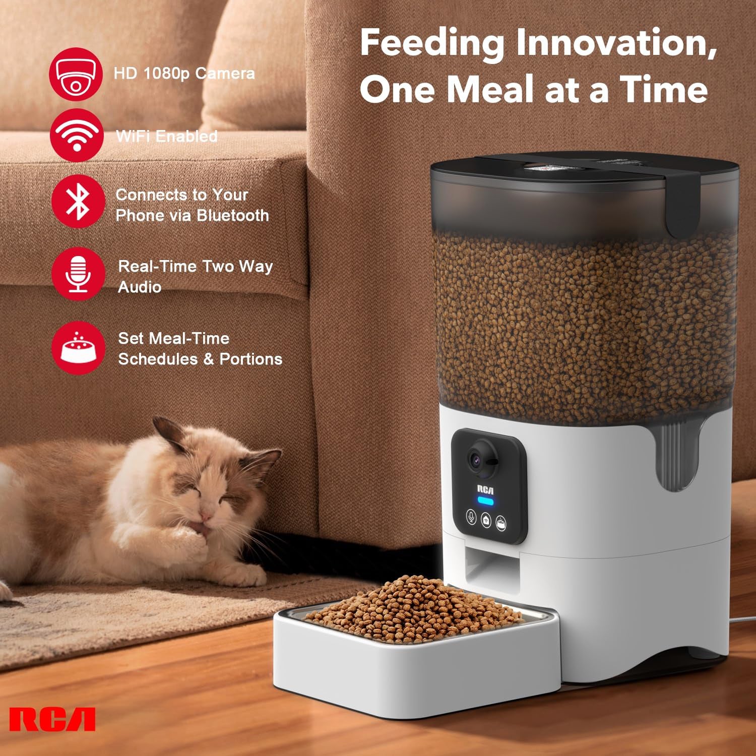RCA Cat & Dog Pet Feeder with HD 1080p Camera