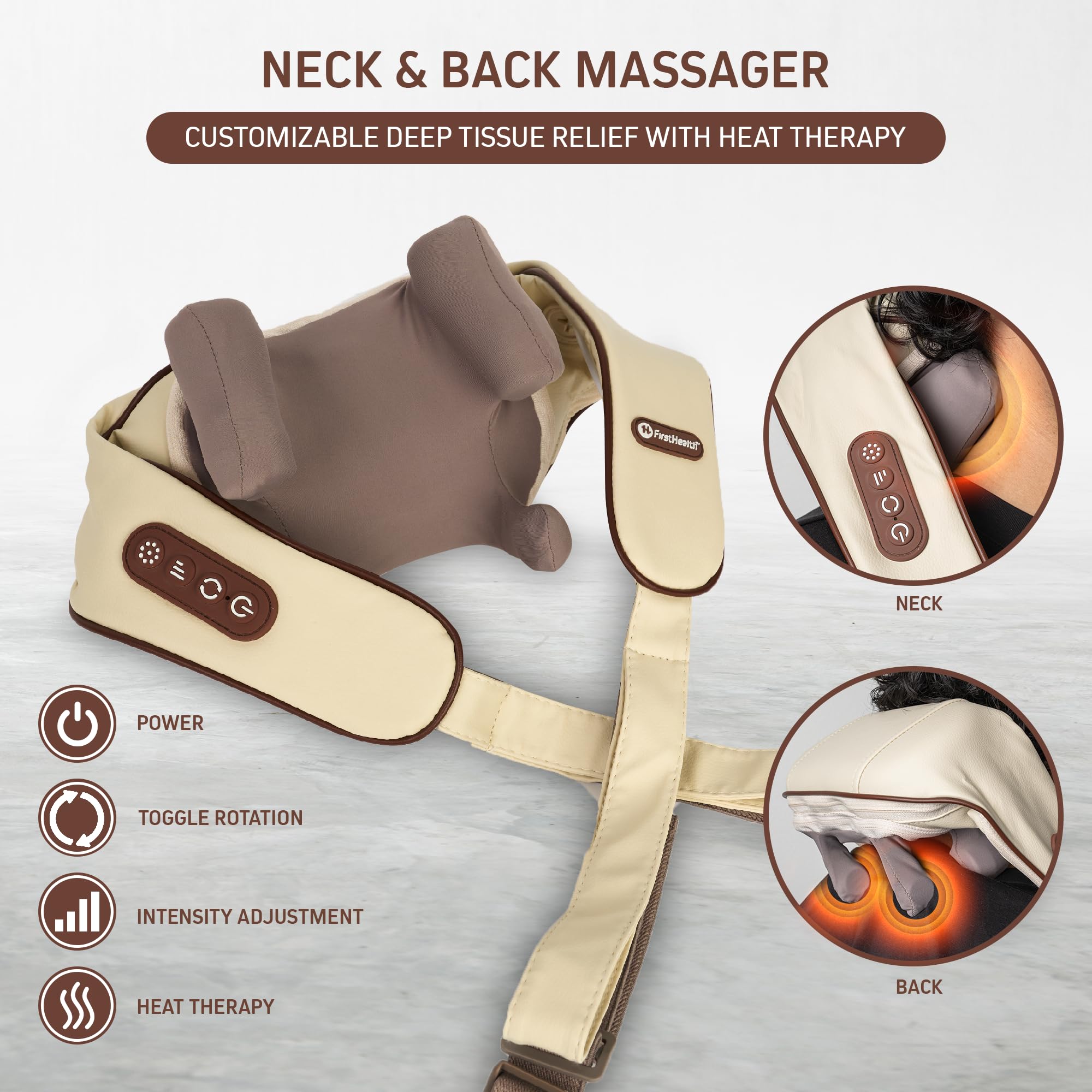 FIRSTHEALTH Neck Shoulder Back Massager with Heat