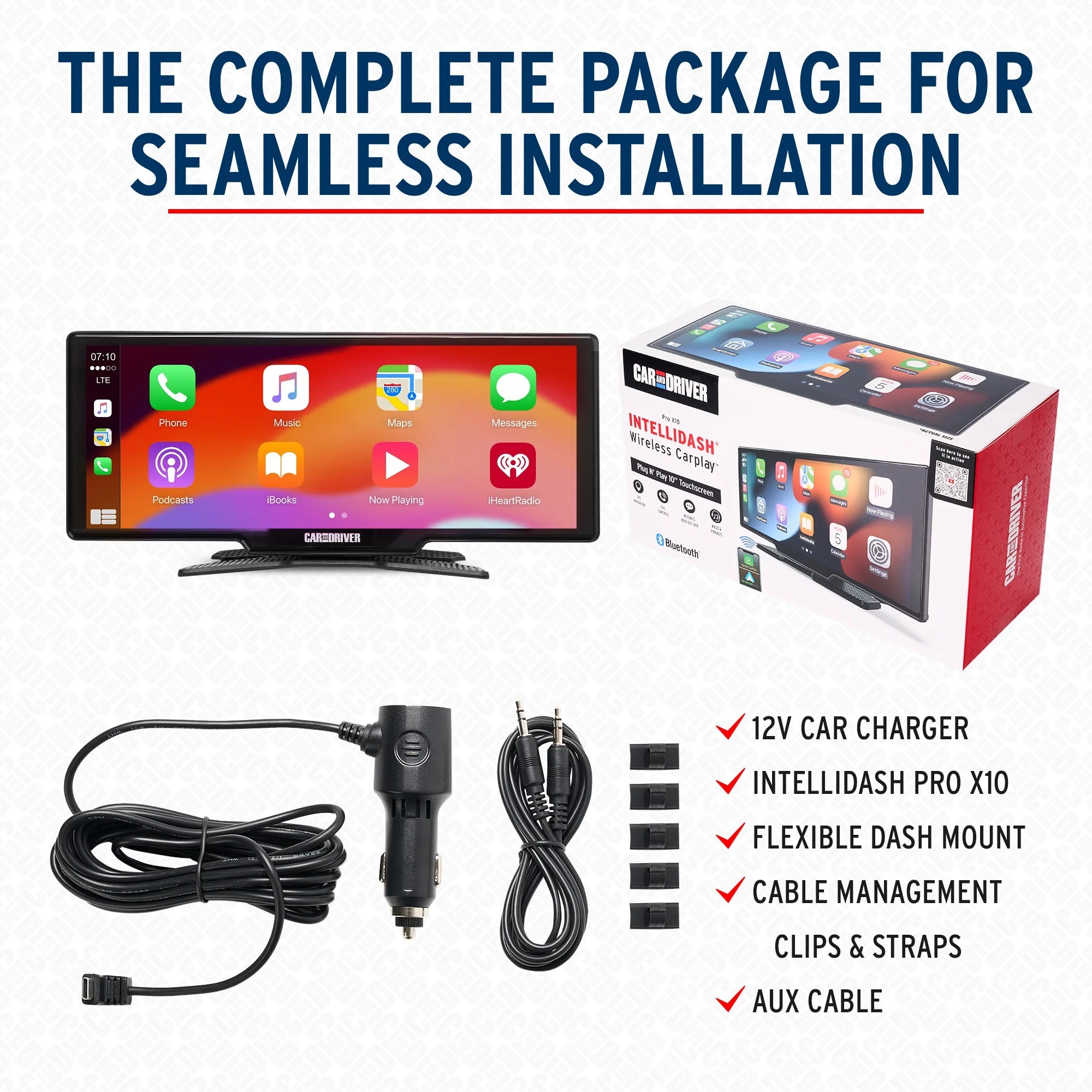 Car and Driver Intellidash Pro X10 Wireless Carplay, New, 10" Touch Screen Display