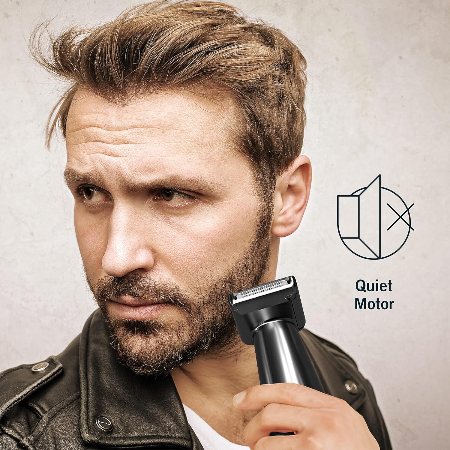 Perry Ellis Rechargeable Ear and Nose Hair Trimmer for Men, 3 Detachable Heads for Sideburn, Eyebrow, Nose, Ear, Beard Trimmer for Men