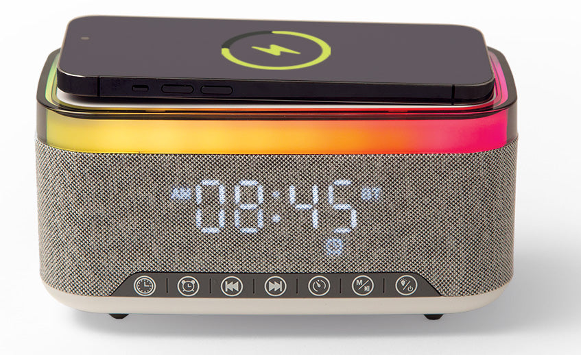 WIRELESS-CHARGING SPEAKER AND CLOCK