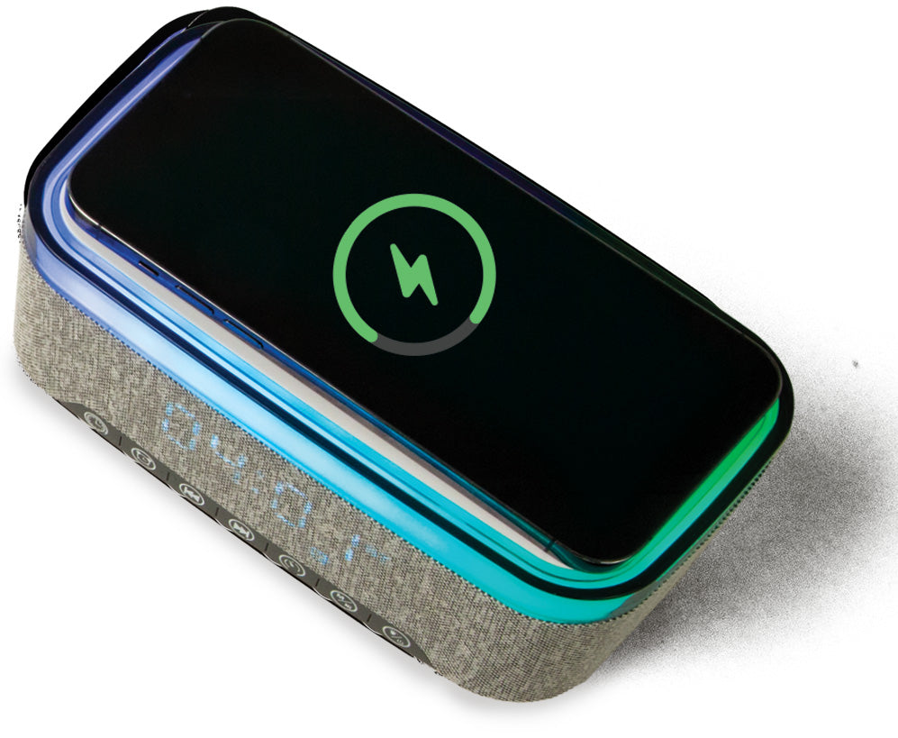 WIRELESS-CHARGING SPEAKER AND CLOCK