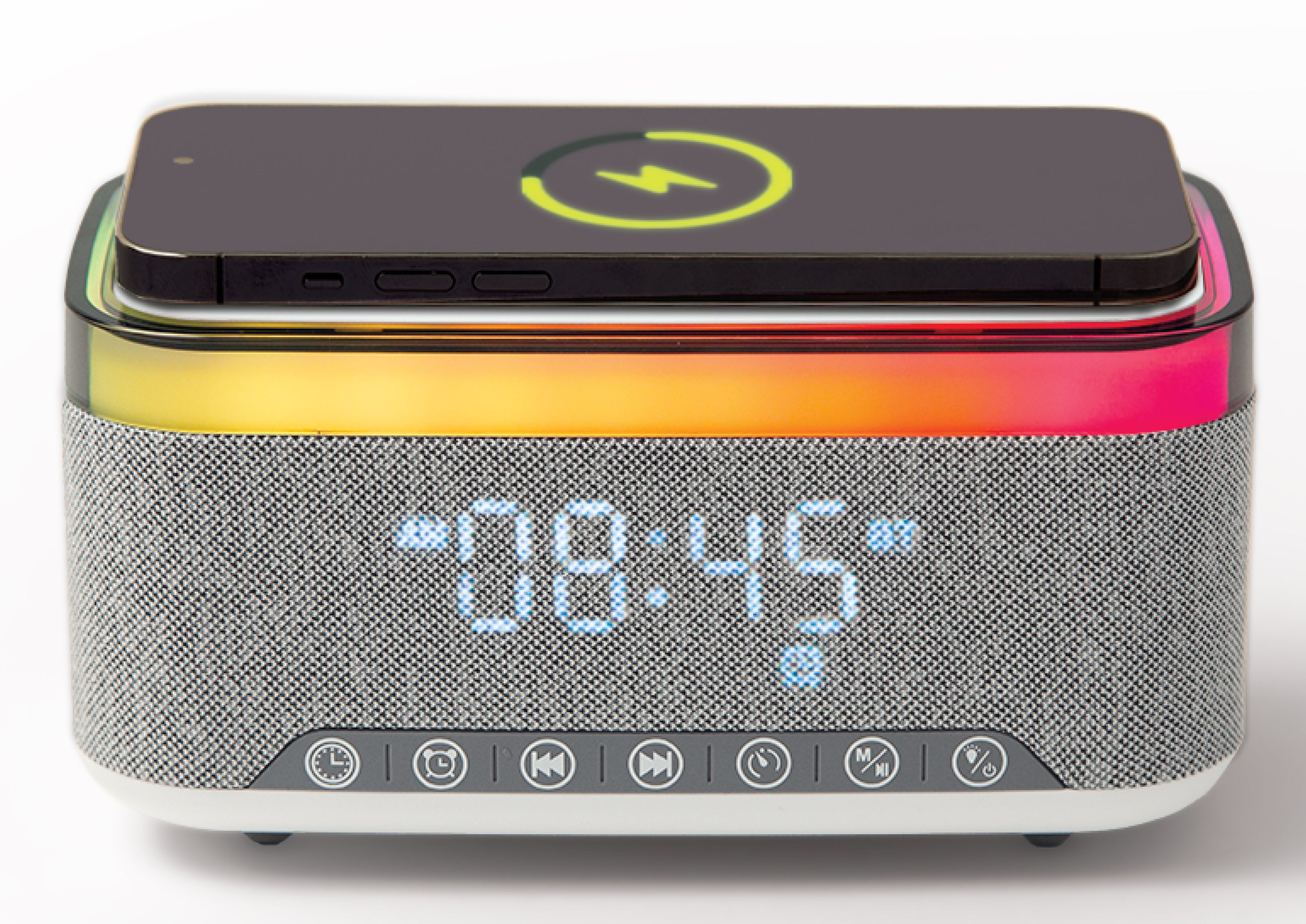 WIRELESS-CHARGING SPEAKER AND CLOCK