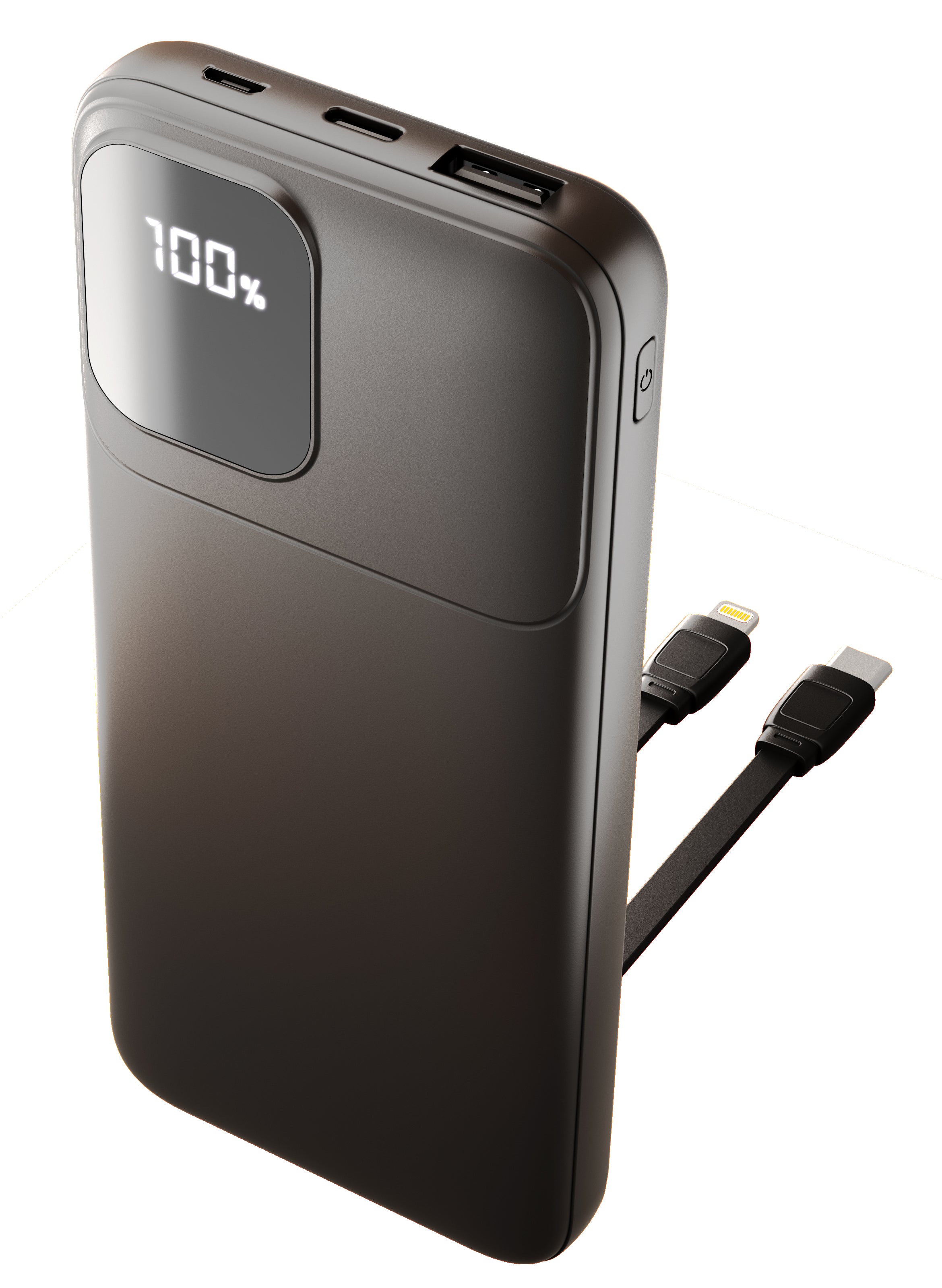 12,000 MAH POWER BANK WITH BUILT-IN CABLES