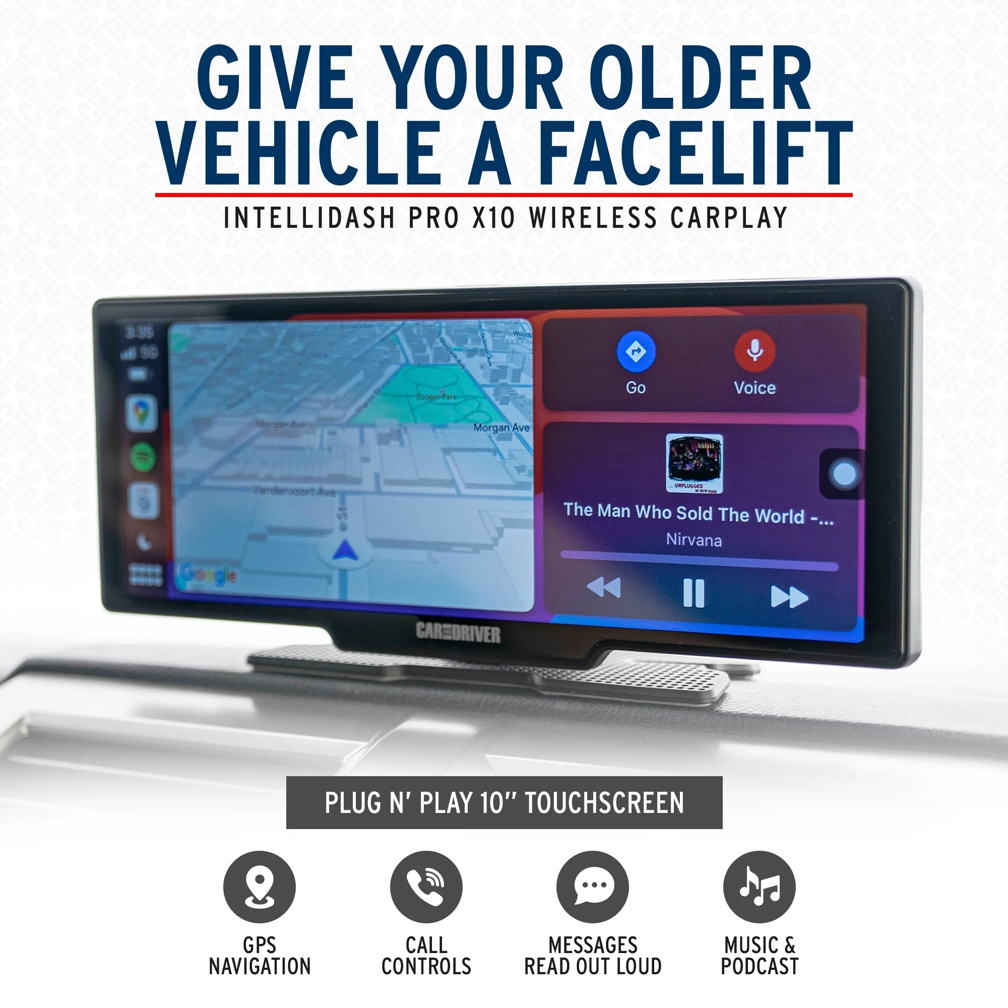 Car and Driver Intellidash Pro X10 Wireless Carplay, New, 10" Touch Screen Display