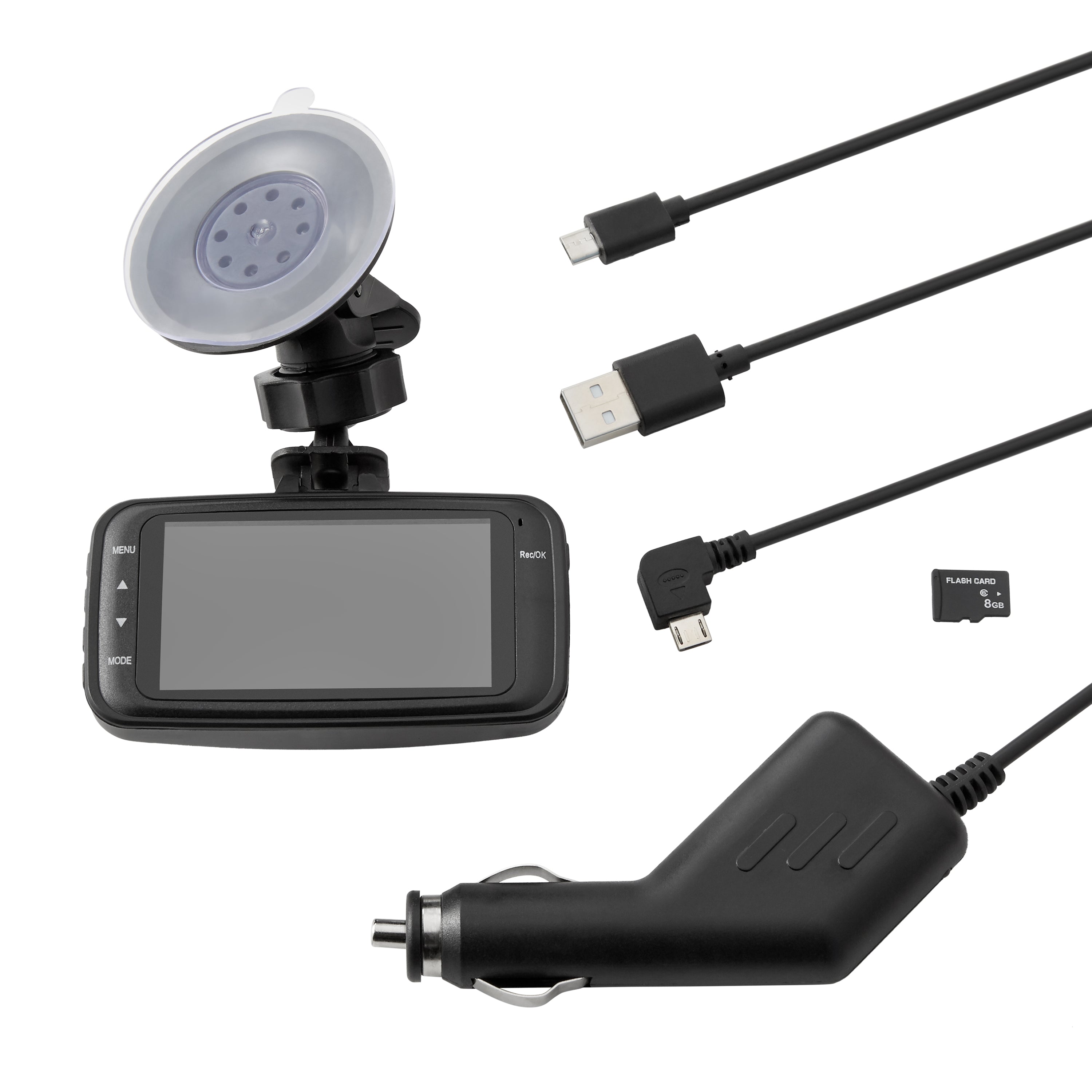 Onn 1080P Dash Camera With 2.6" LCD Screen and 8GB SD Card