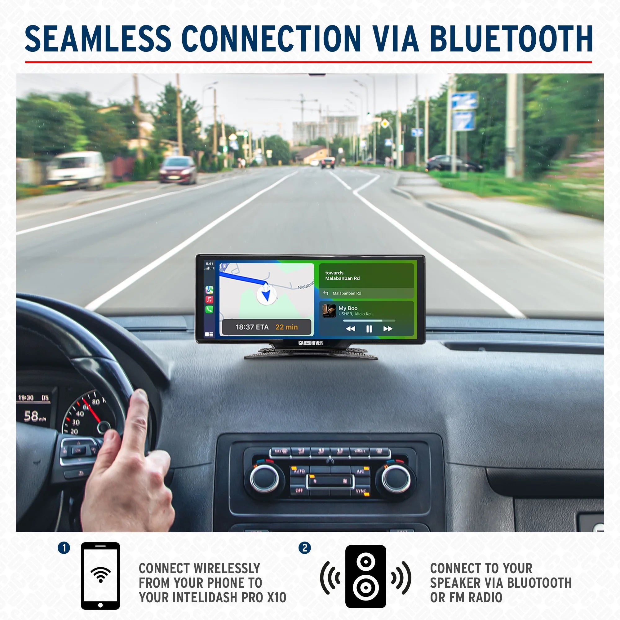 Car and Driver Intellidash Pro X10 Wireless Carplay, New, 10" Touch Screen Display