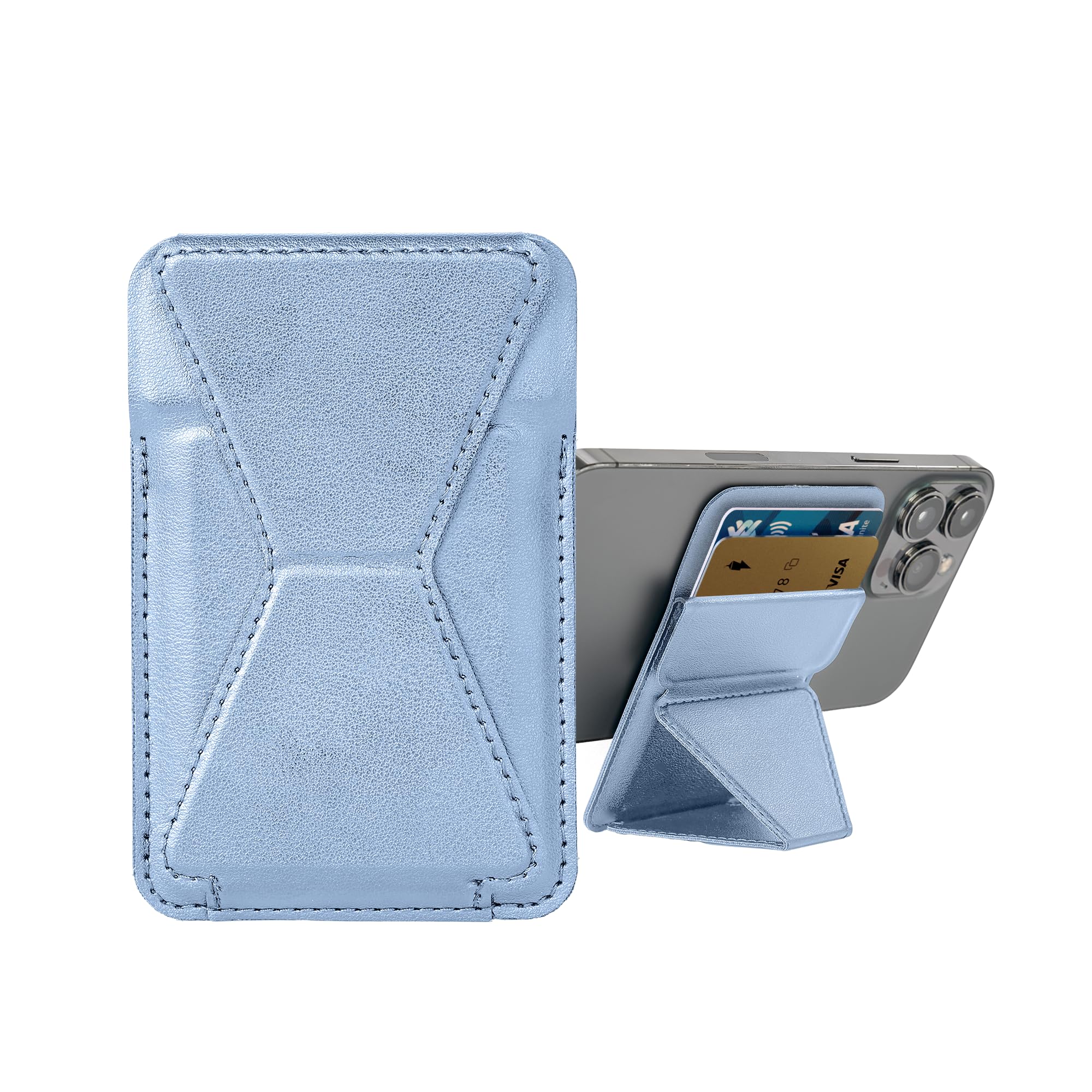 MagSafe Wallet & Phone Stand, Slim Magnetic Card Holder for iPhone, Blue