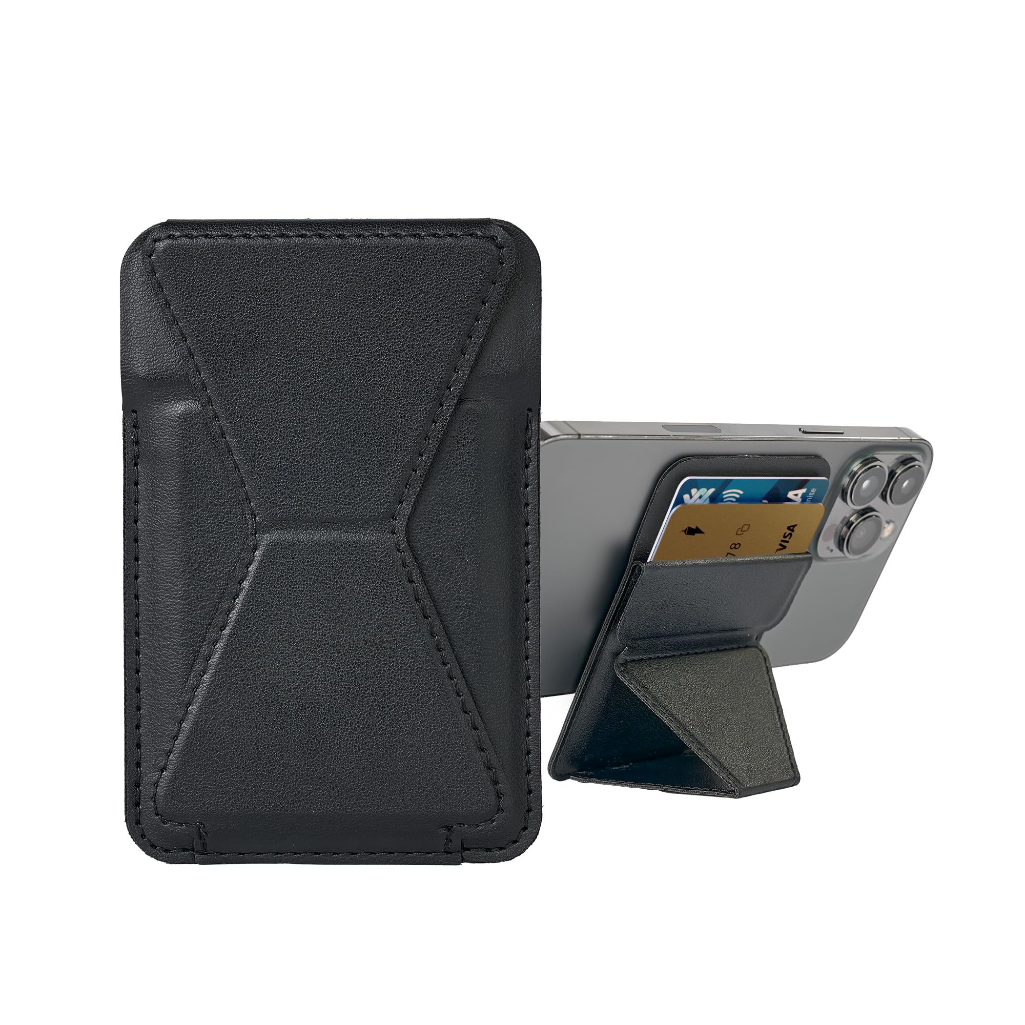 MagSafe Wallet & Phone Stand, Slim Magnetic Card Holder for iPhone, Black