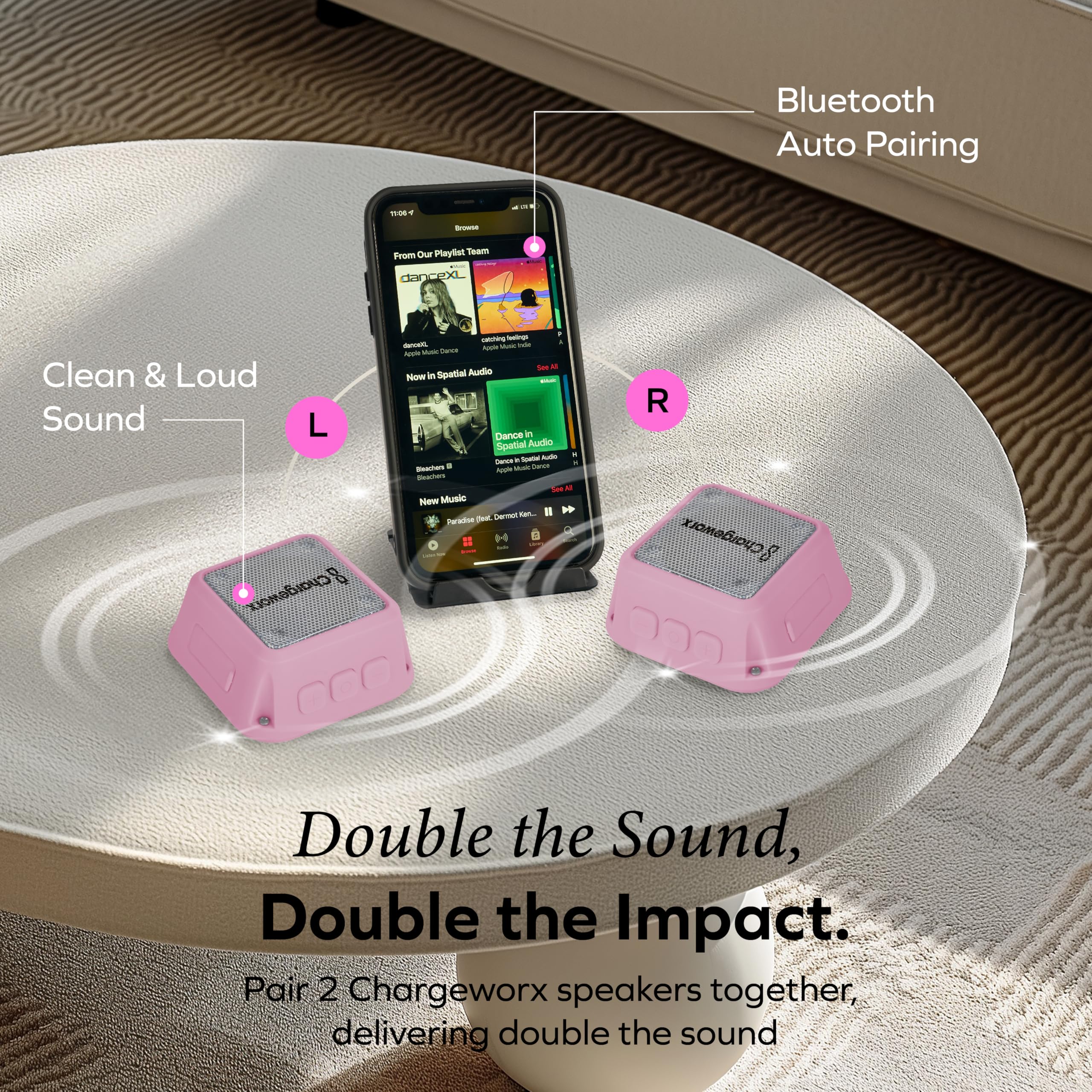 Magnetic Portable Bluetooth Speaker, Phone Stand for iPhone & Android