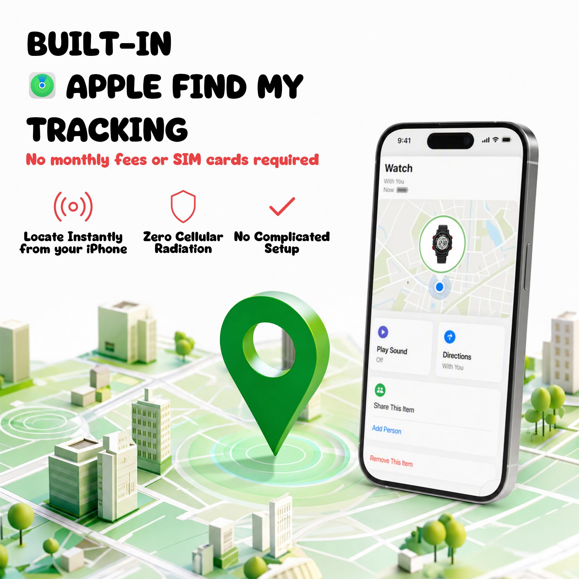 Digital Watch for Kids w/Apple Find My Tracker for Boys & Girls Ages 4-12