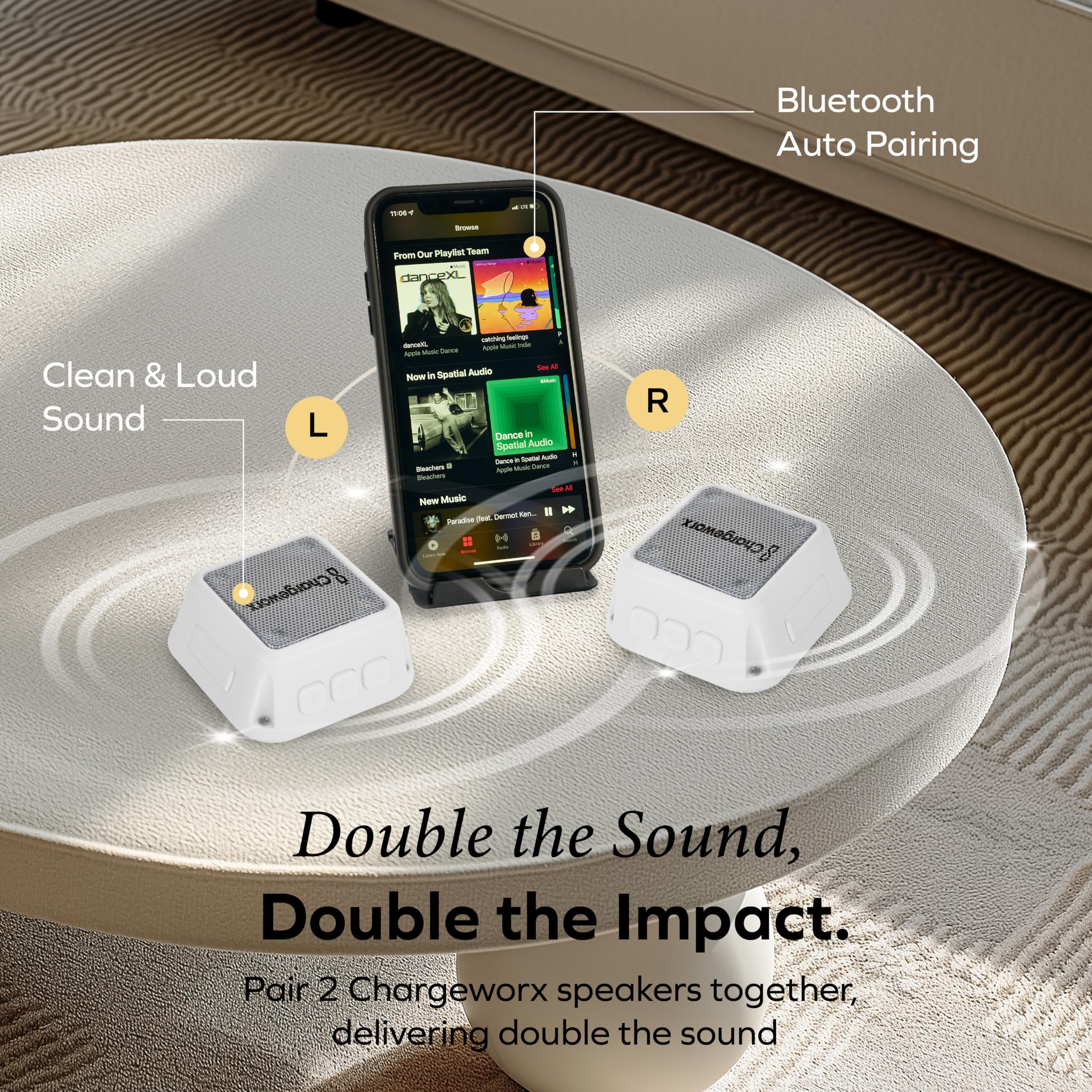 Magnetic Portable Bluetooth Speaker, Phone Stand for iPhone & Android
