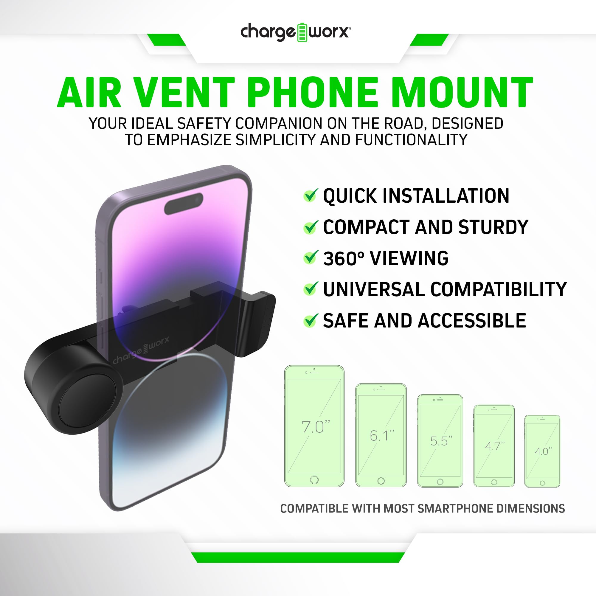 Car Vent Phone Mount, 360° Rotation, Fits iPhone 17 Pro Max, Samsung & More