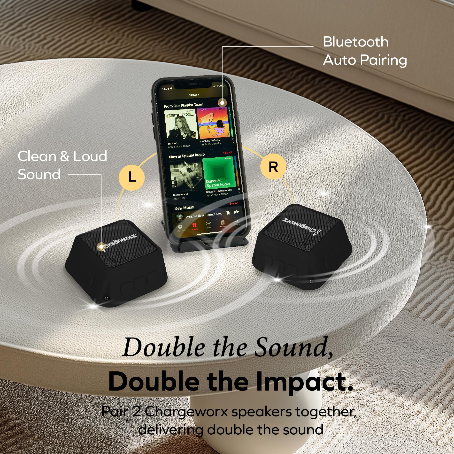 Magnetic Portable Bluetooth Speaker, Phone Stand for iPhone & Android