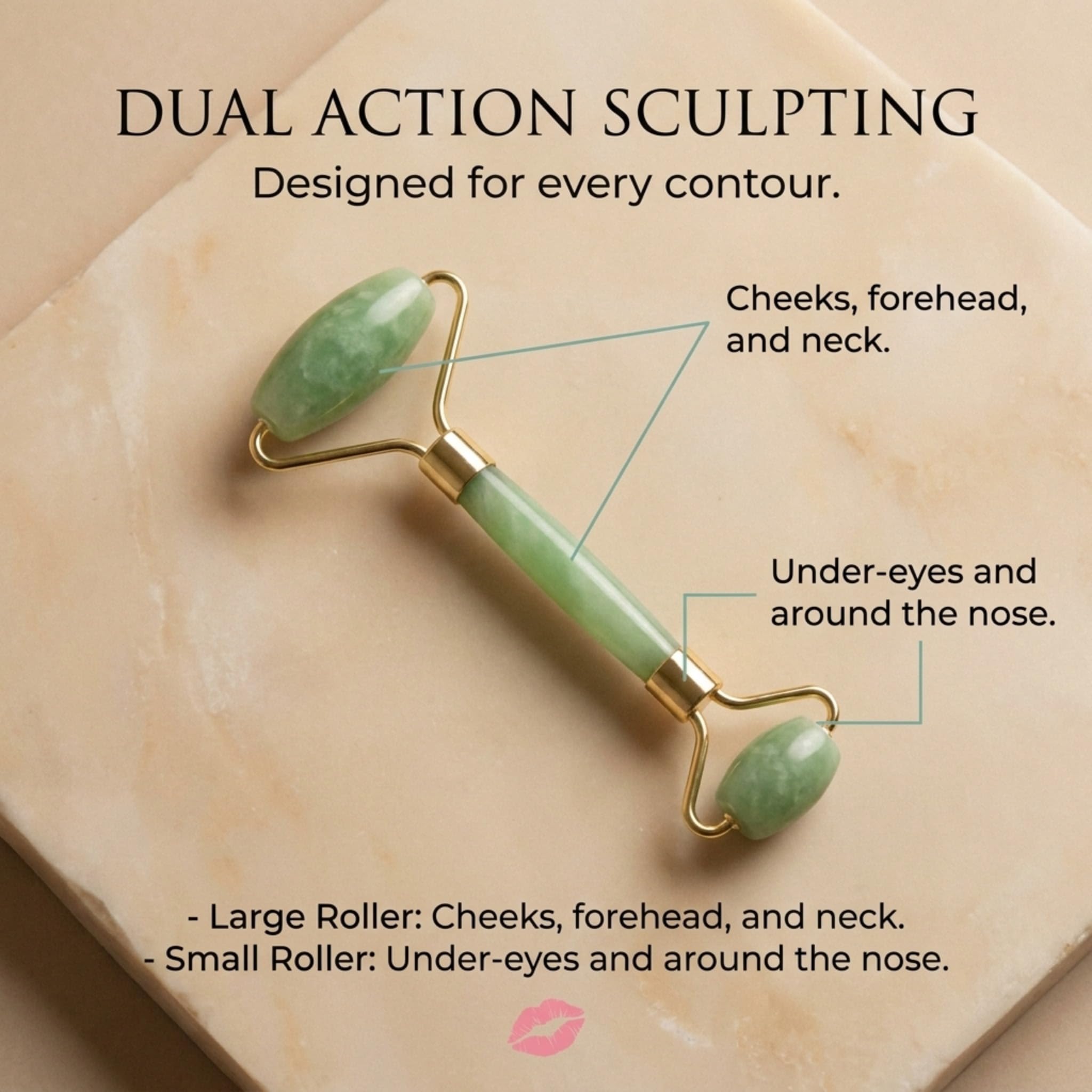 Jade Face Roller & Ice Roller for Puffiness, Wrinkles & Lymphatic Drainage Dual-Size Stones Massage Under-Eyes, Cheeks & Neck, Warm Or Chill For Hot/Cold Therapy, Boosts Circulation, Firms Skin Tones