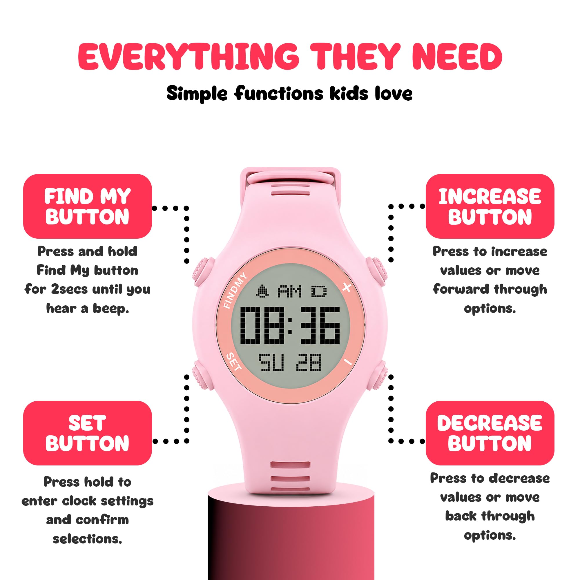 Kids Tracker Watch, Works w/ Apple Find My, Bluetooth Item Tracker Built-In