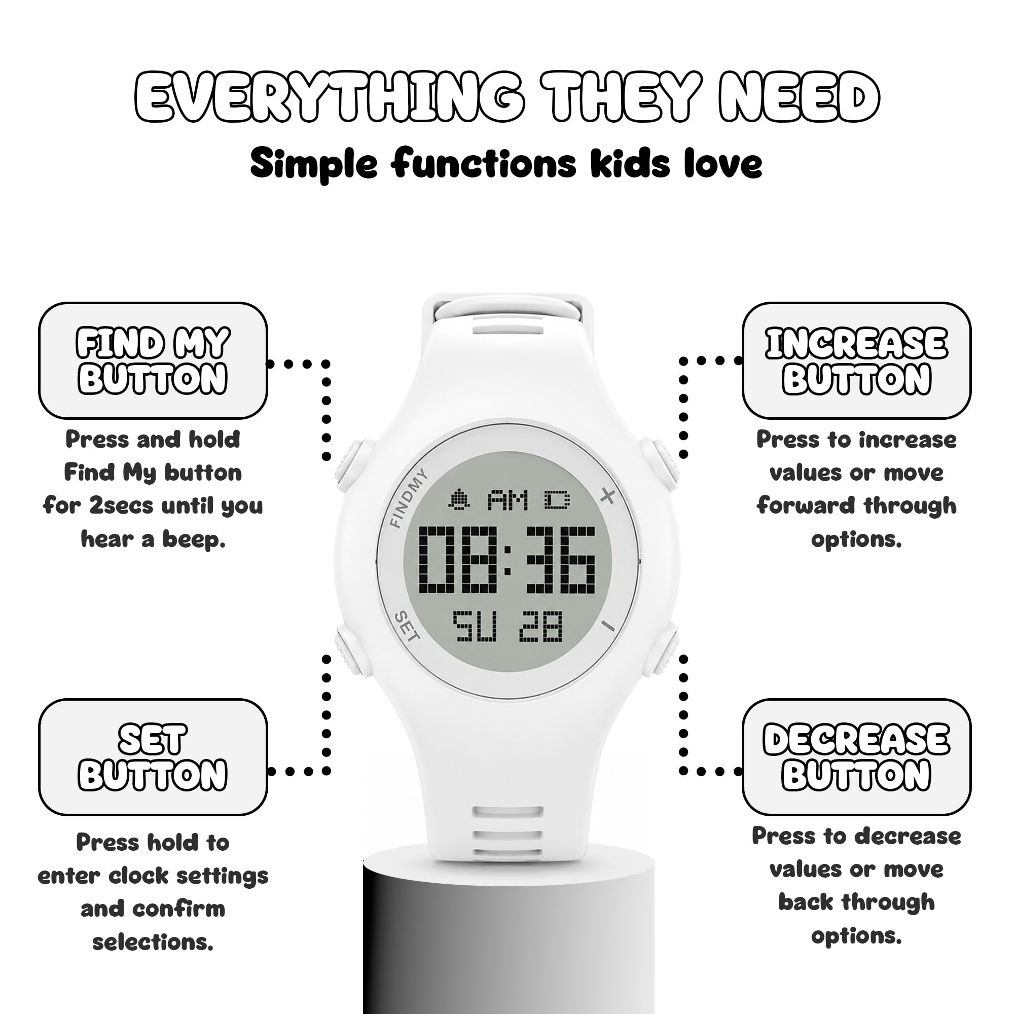 Kids Tracker Watch, Works w/ Apple Find My, Bluetooth Item Tracker Built-In