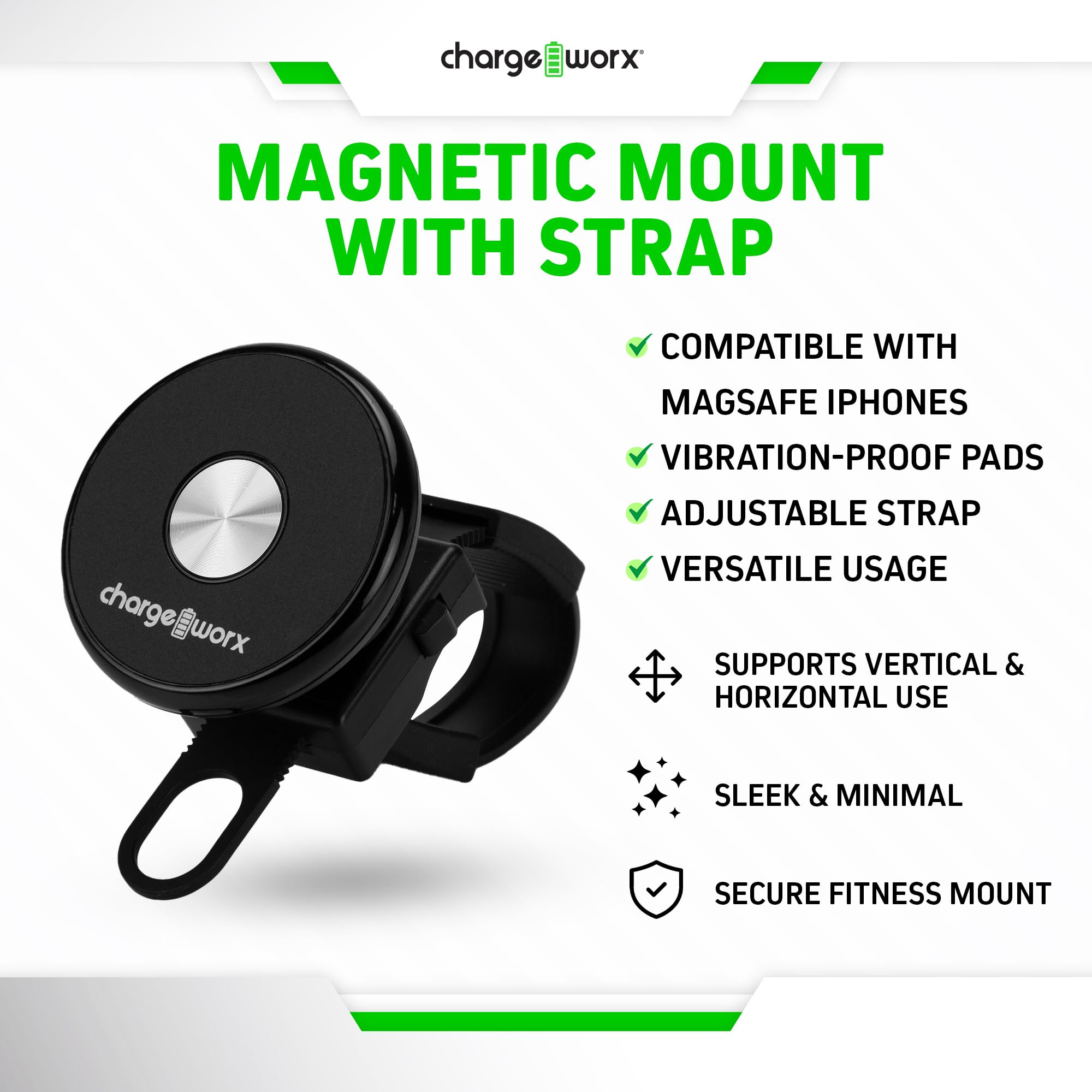 Magnetic Phone Mount & Stand for Gym Bike Treadmill Stroller, MagSafe Ready