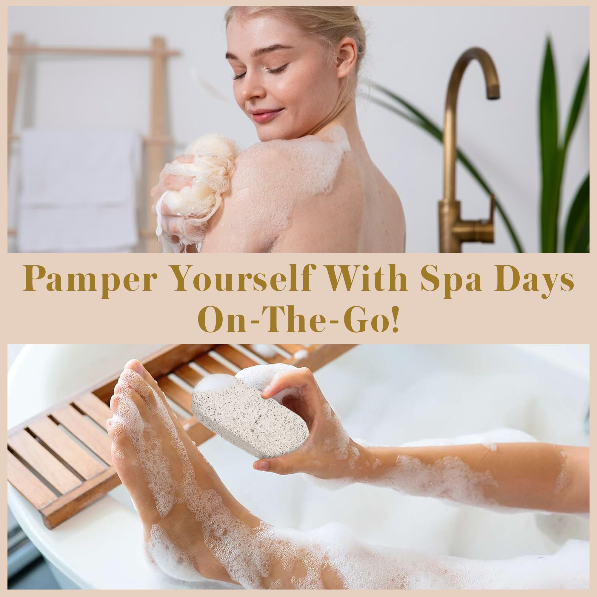 6-PC Skincare Set, Spa Gift Basket & Bath Accessories, Spa Day Essentials Wooden Massage Tools, Hair Brush, Pumice Stone & Loofah Puff, Self-Care Gifts For Women Birthday, Anniversary, Mother'S Day