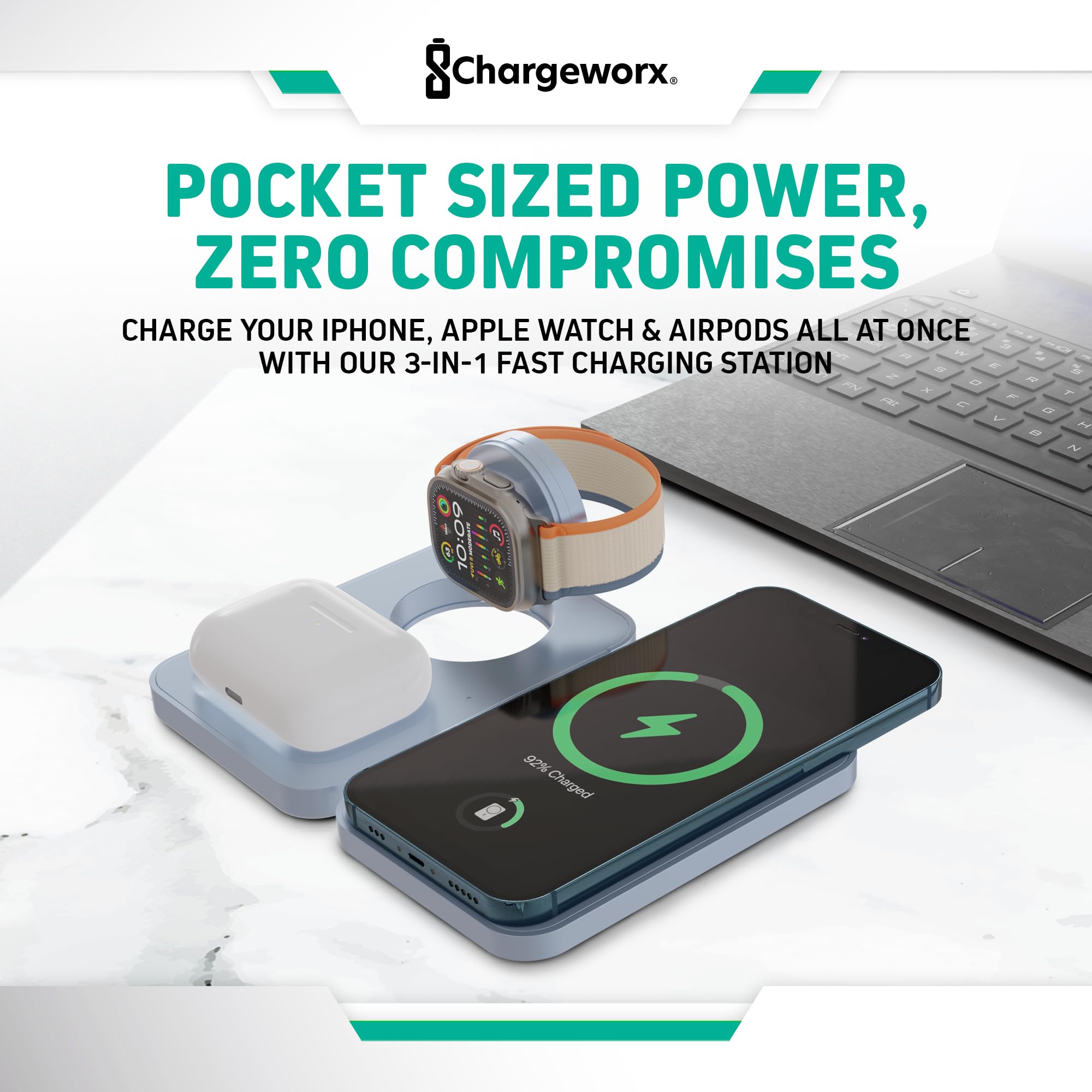 3-in-1 MagSafe Wireless Charging Station for iPhone, AirPods & Apple Watch