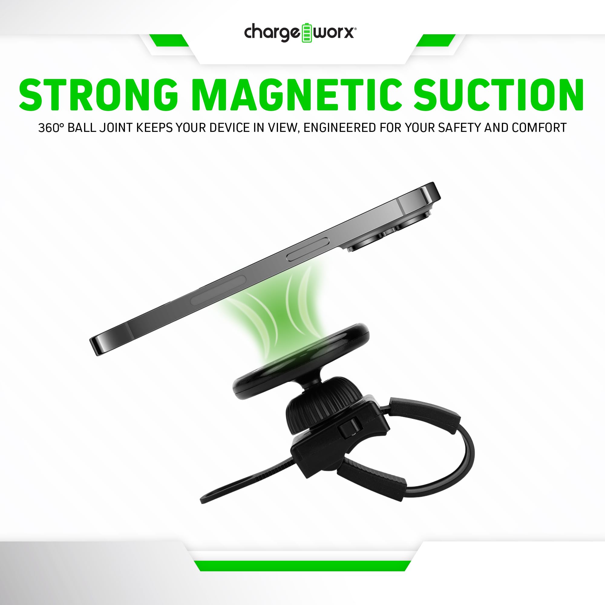 Magnetic Phone Mount & Stand for Gym Bike Treadmill Stroller, MagSafe Ready