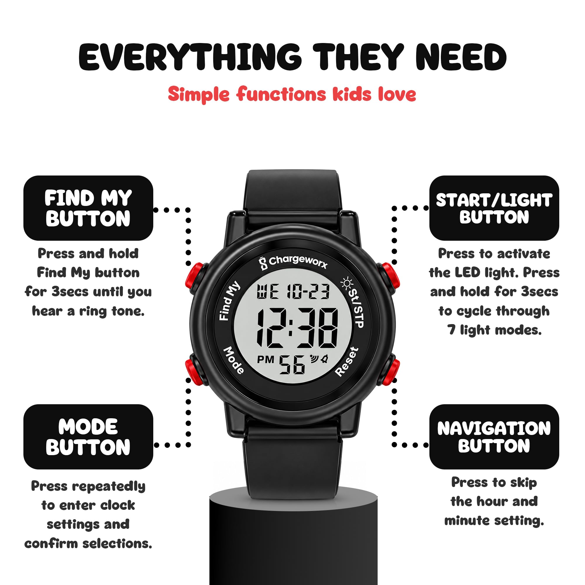 Digital Watch for Kids w/Apple Find My Tracker for Boys & Girls Ages 4-12
