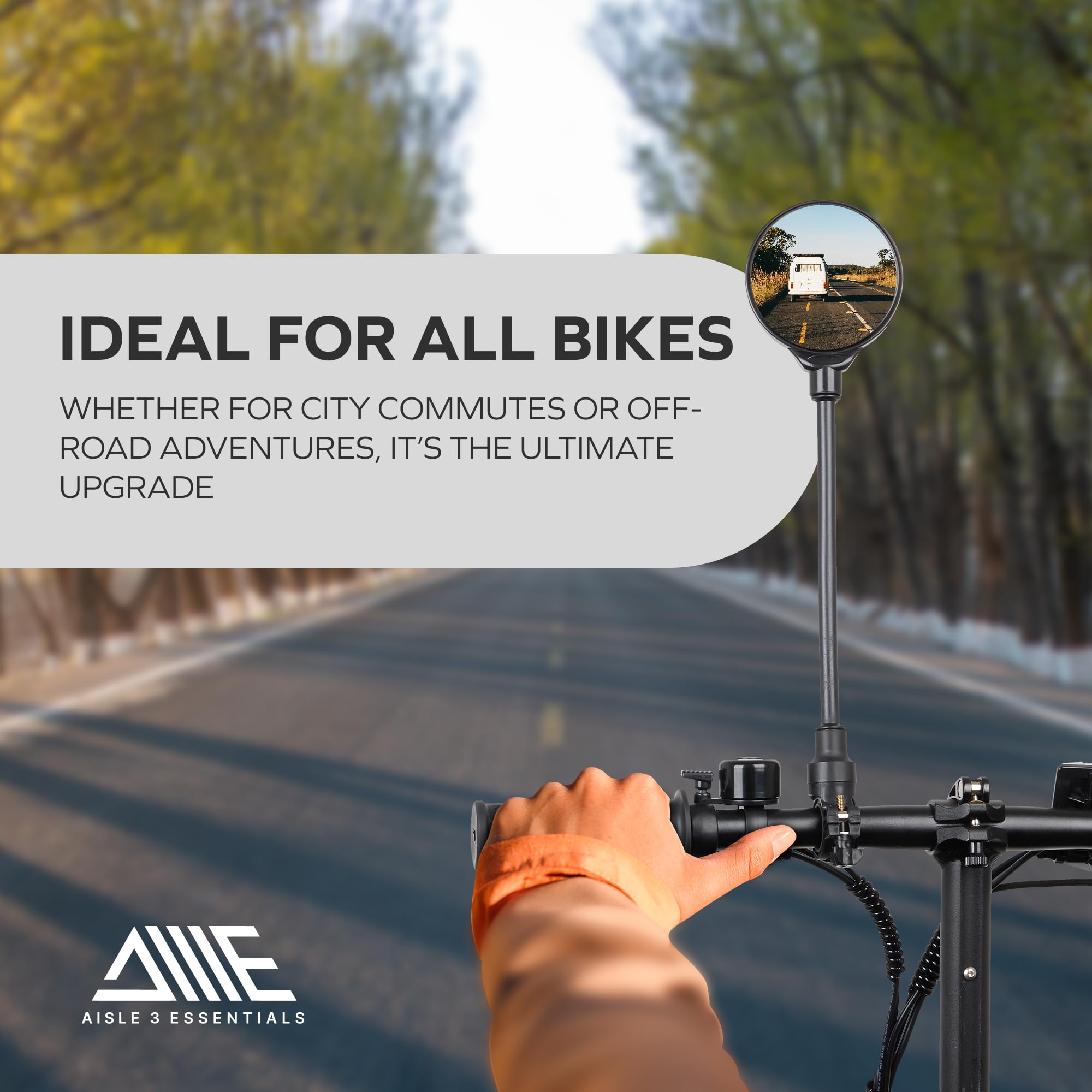 Bike Mirror Handlebar Mount, Bicycle Rear View Mirror, E Bike Accessories Fits E Bike & Electric Scooter, Stays Tight, Bicycle Accessories, Universal Fit Scooter Mirrors, Bicycle Mirror, 22.2-25mm