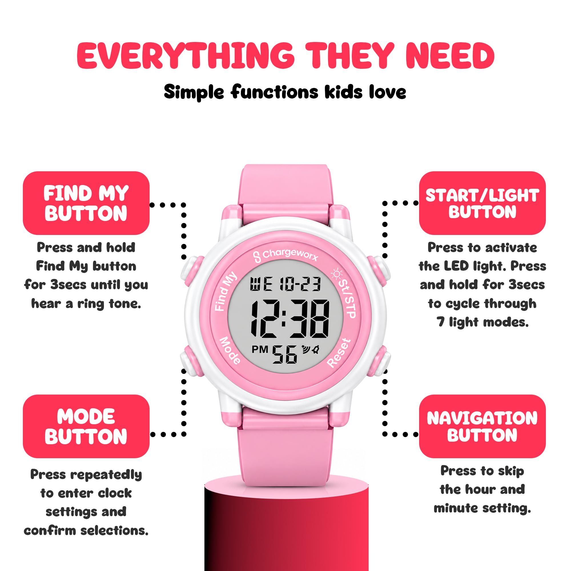 Digital Watch for Kids w/Apple Find My Tracker for Boys & Girls Ages 4-12