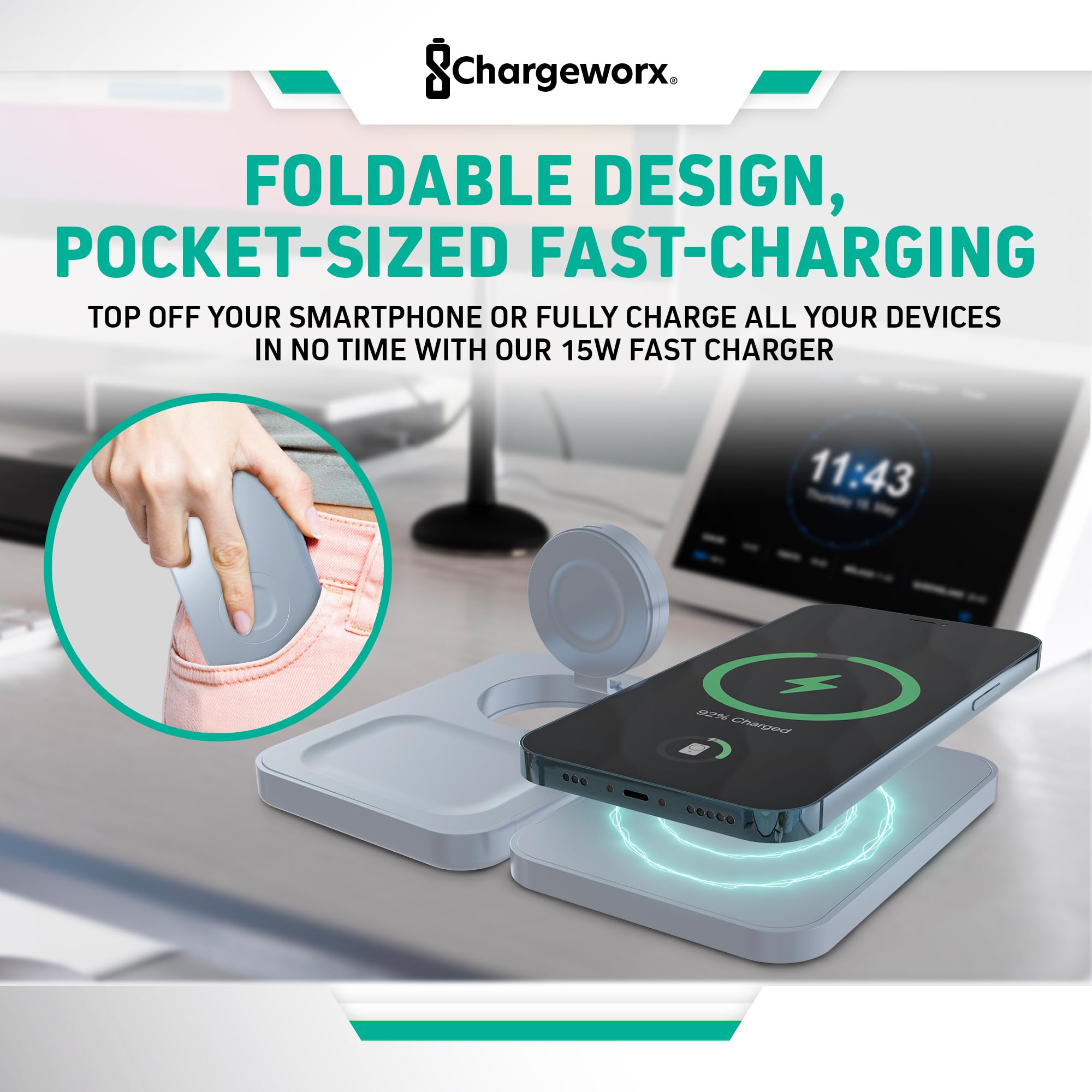 3-in-1 MagSafe Wireless Charging Station for iPhone, AirPods & Apple Watch