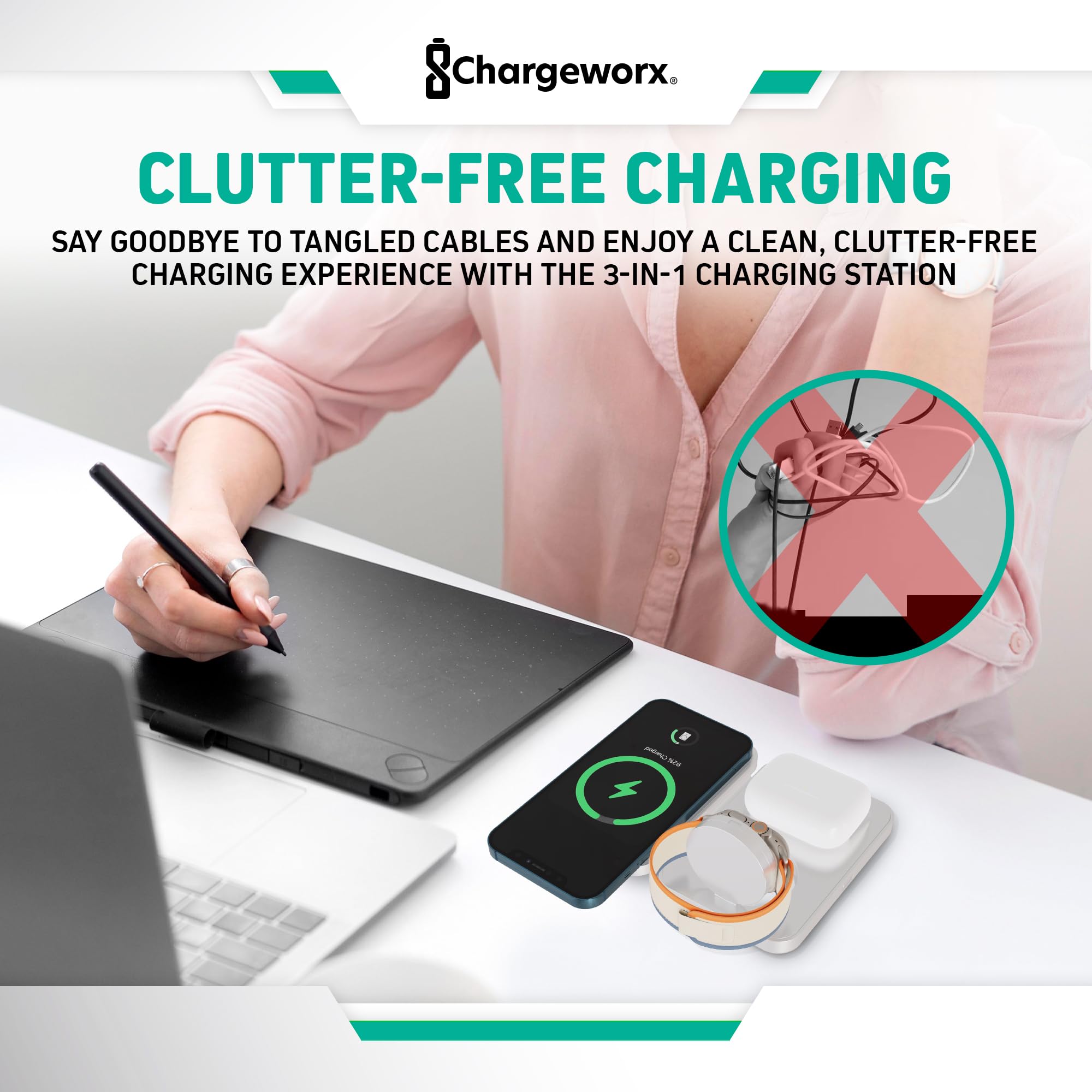 3-in-1 Foldable Charging Station for MagSafe iPhone, Apple Watch & AirPods