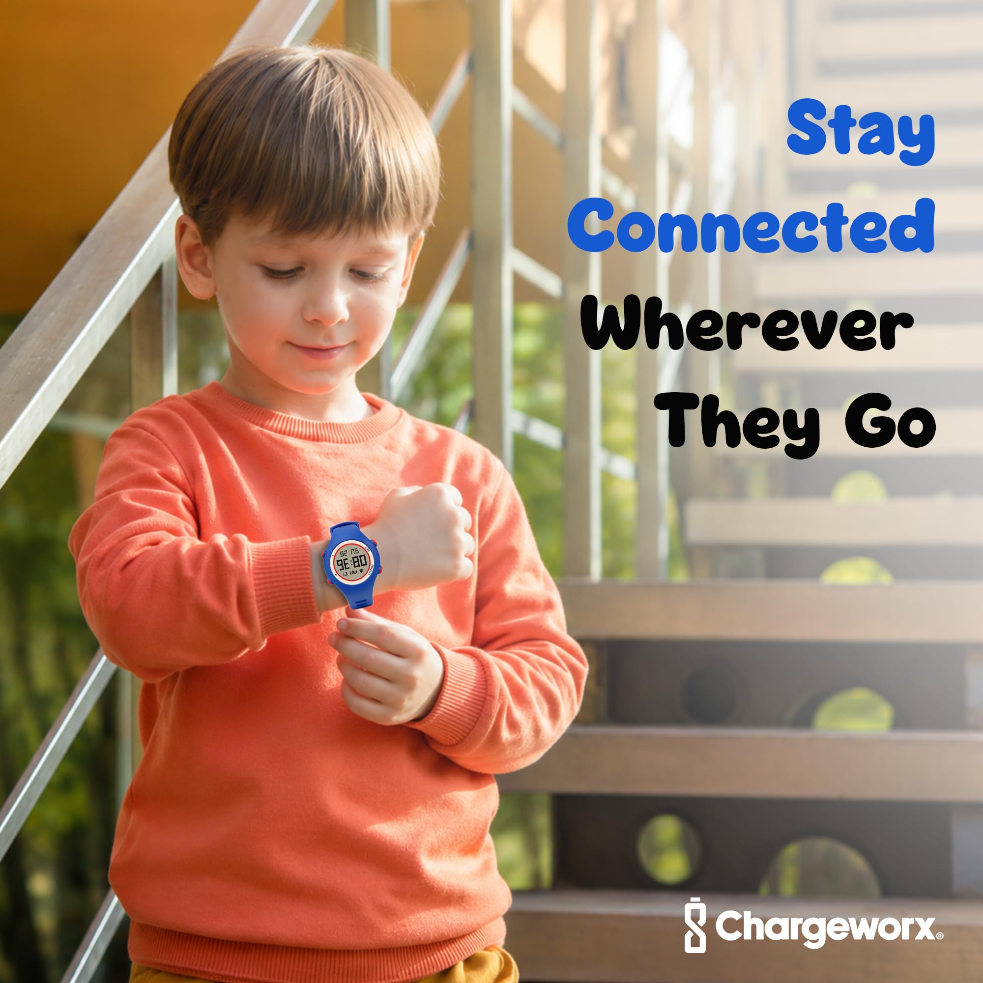 CHARGEWORX CX5361 Smart Location Watch, Works with Apple Find My, Bluetooth Item Tracker with Digital Clock