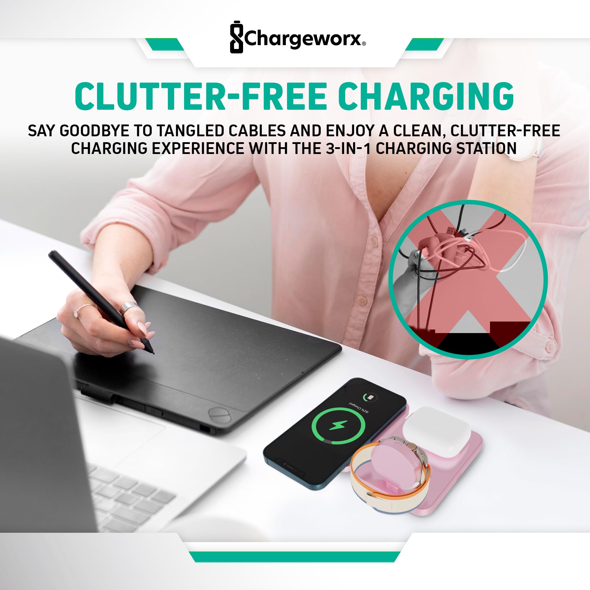 3-in-1 Foldable Wireless Charging Station, 15W Fast MagSafe Charging