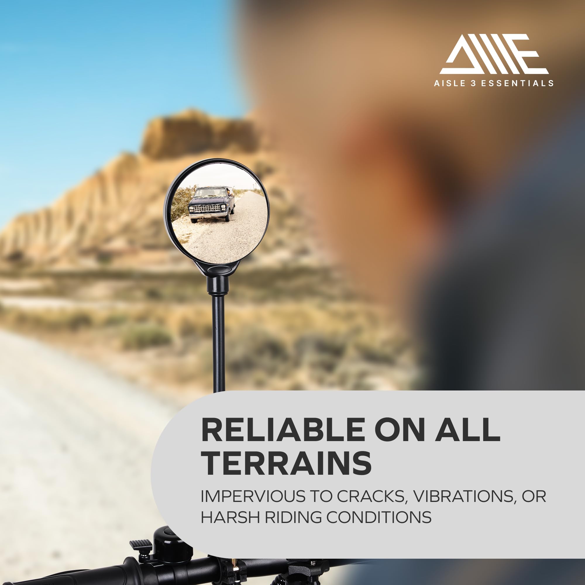 Bike Mirror Handlebar Mount, Bicycle Rear View Mirror, E Bike Accessories Fits E Bike & Electric Scooter, Stays Tight, Bicycle Accessories, Universal Fit Scooter Mirrors, Bicycle Mirror, 22.2-25mm