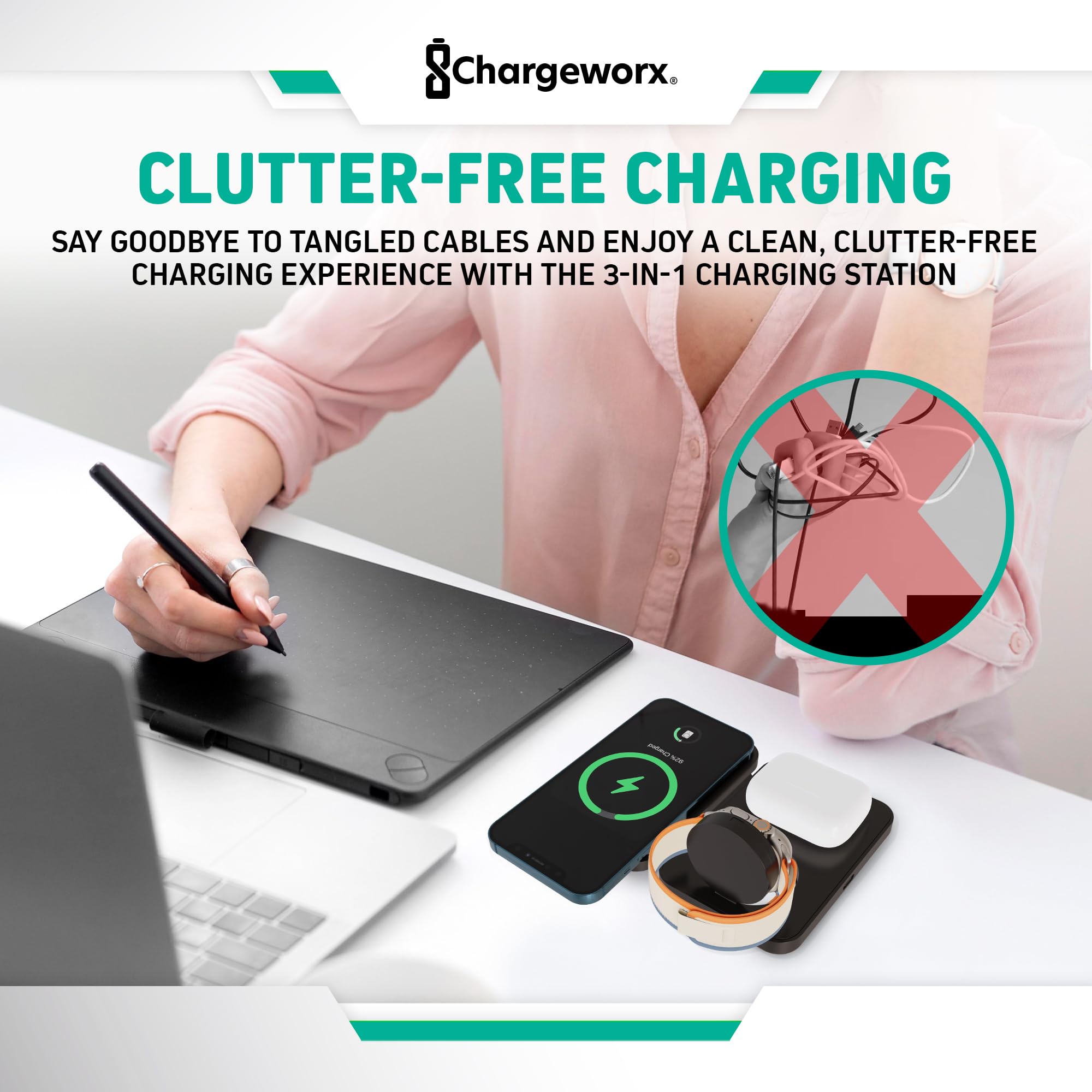 3-in-1 Foldable Charging Station for MagSafe iPhone, Apple Watch & AirPods