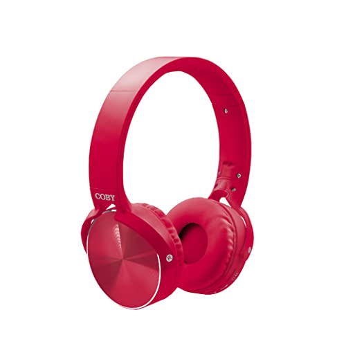 Coby Metal Folding Bluetooth Headphones (Red)