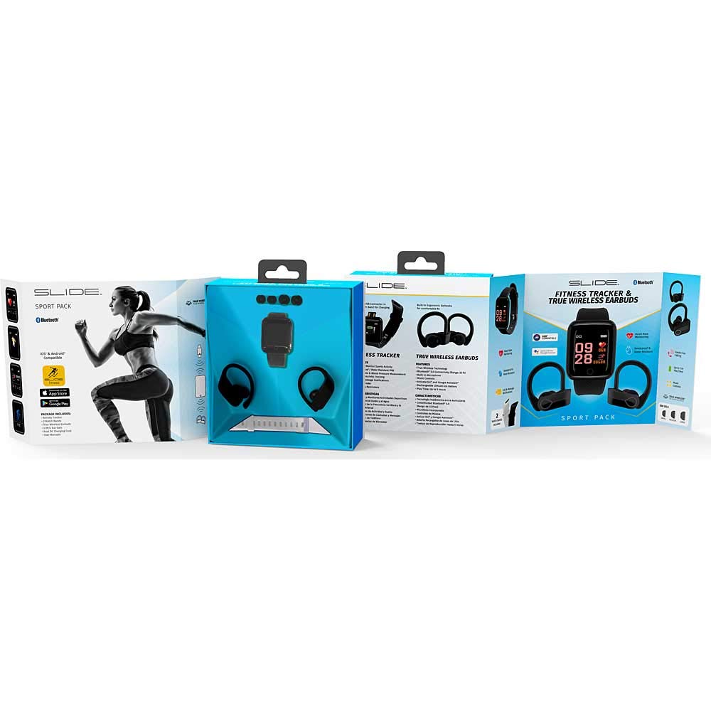 Slide Fitness Tracker True Wireless Earbuds 2-in-1 Combo Pack