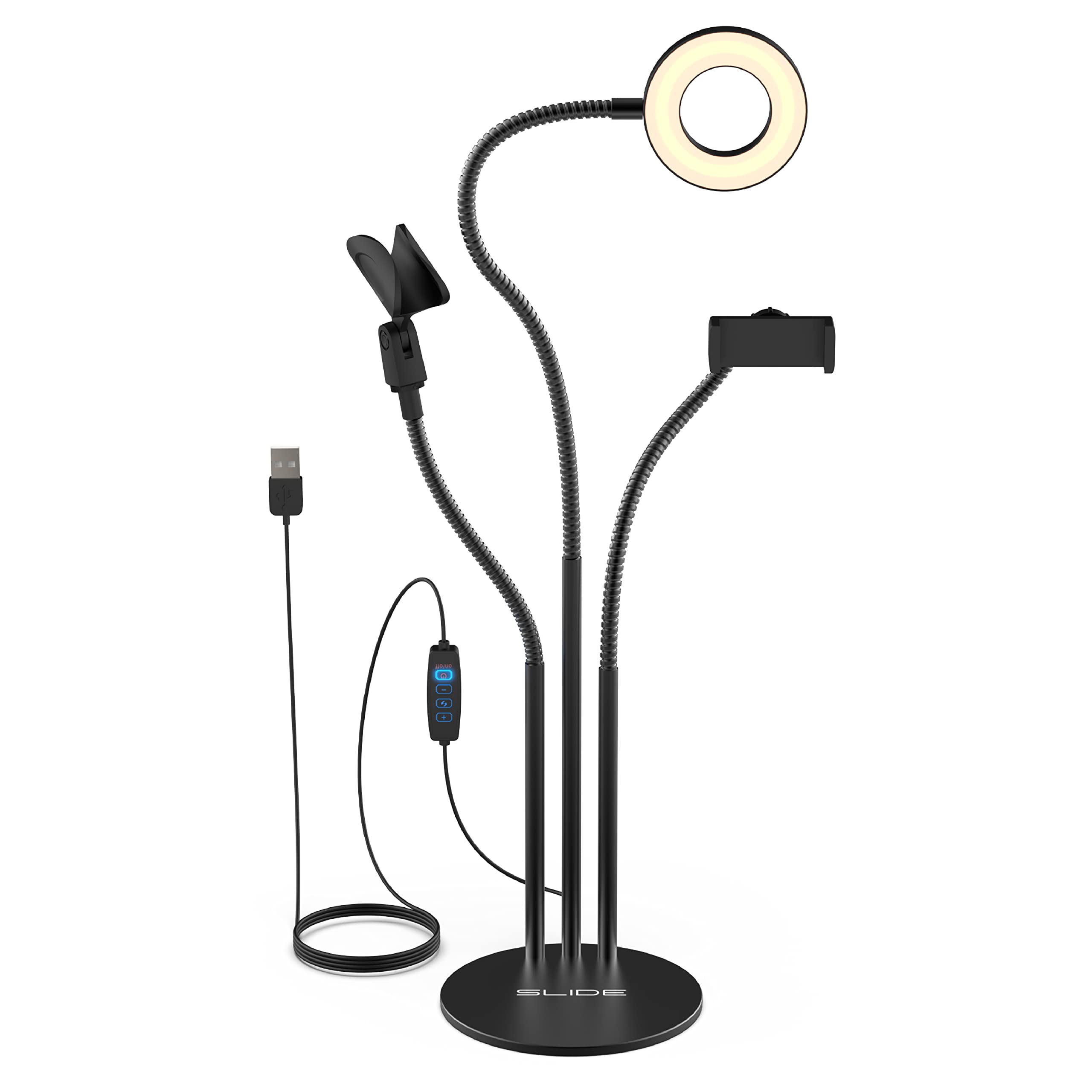 Slide 3-in-1 Vlogging Kit LED Ring Light Stand Phone Holder