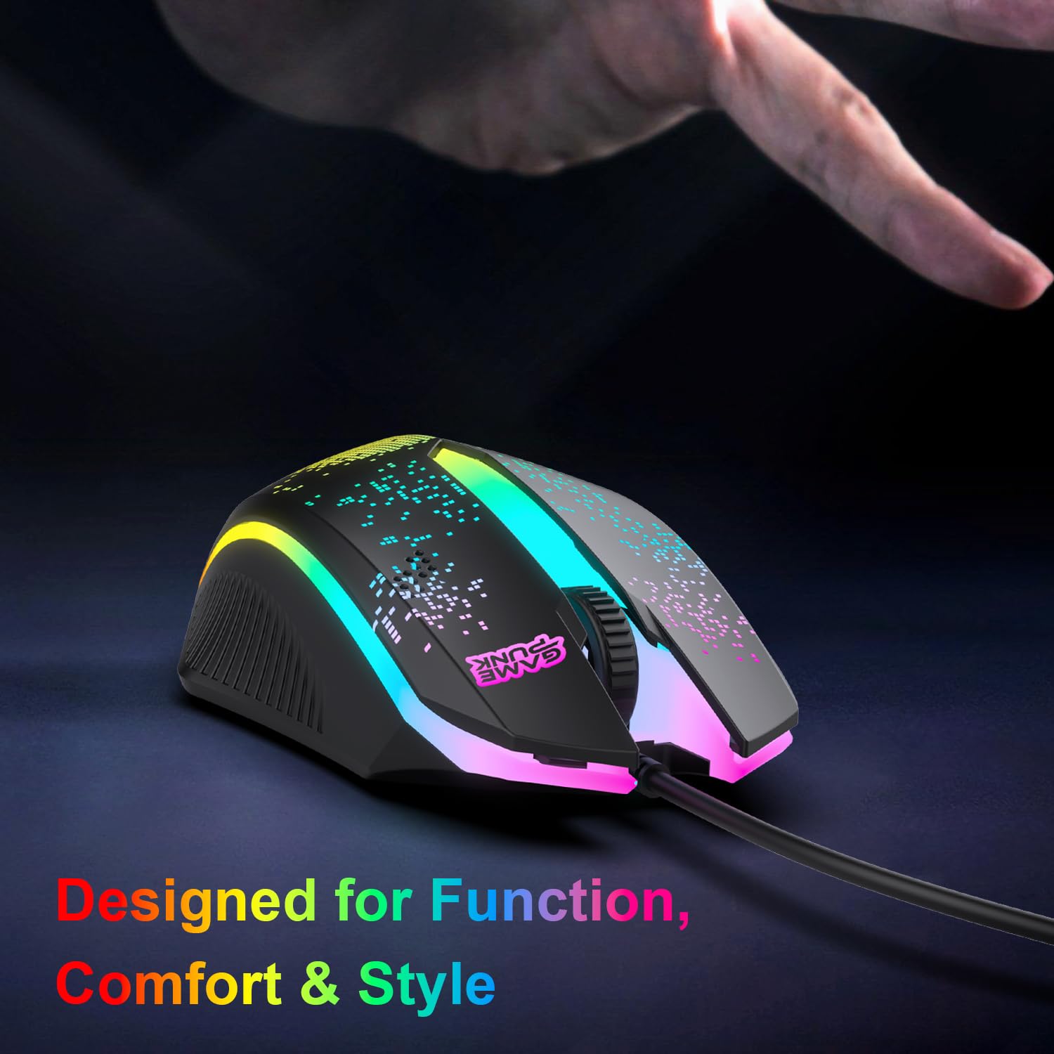 GAME PUNK Computer Wired Gaming Mouse | RGB Light-Up E-Sports Mouse