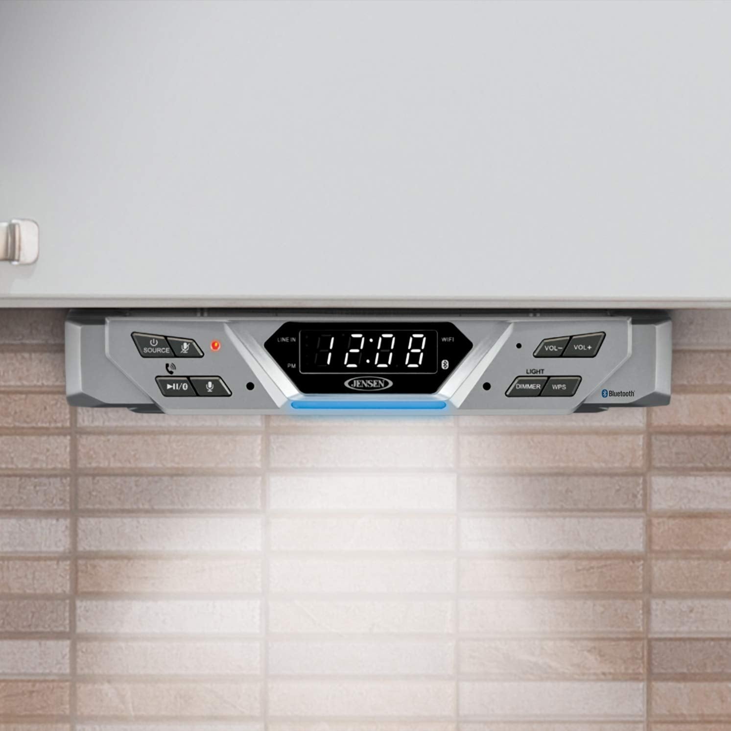 Jensen® Under Cabinet Bluetooth Music System with Alexa Far-Field and Tap to Talk