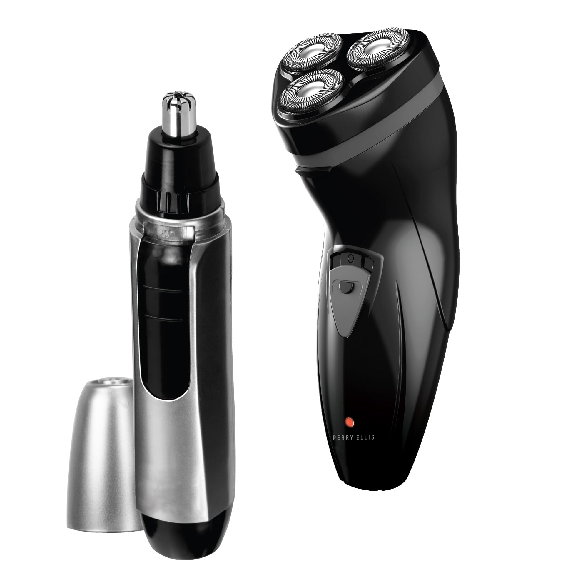 Perry Ellis Grooming Duo: Rechargeable Shaver, Nose & Ear Trimmer, 3 Foil Blades, Washable